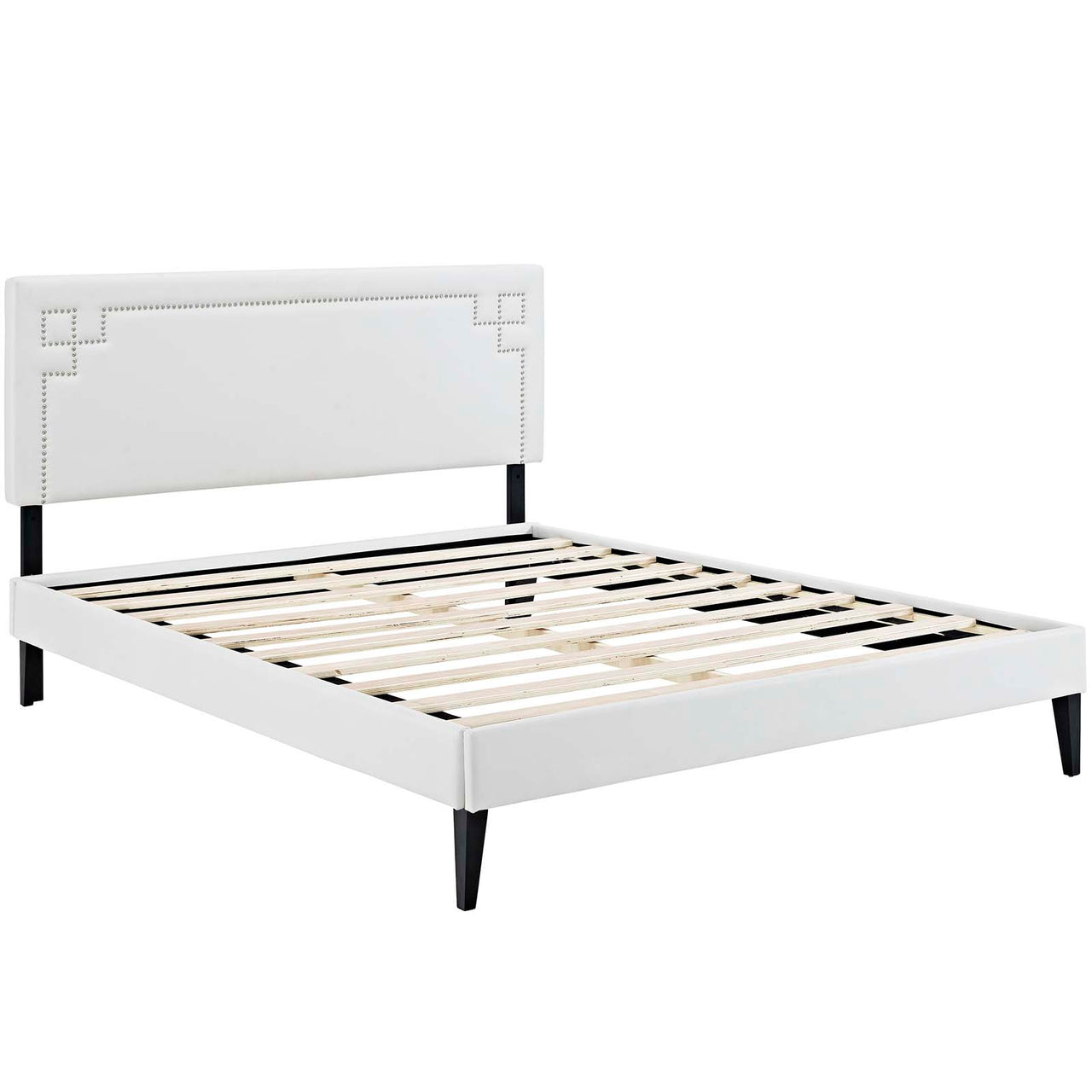 Dazzle Eco-Leather Queen Platform Bed, White