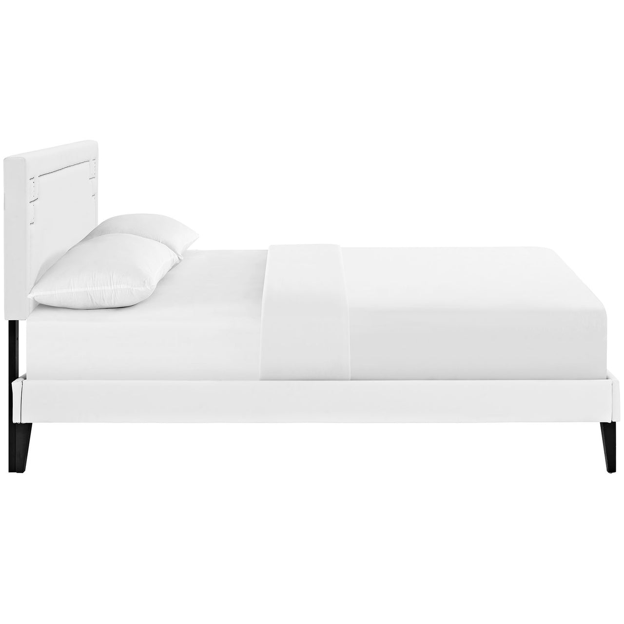 Dazzle Eco-Leather Queen Platform Bed, White
