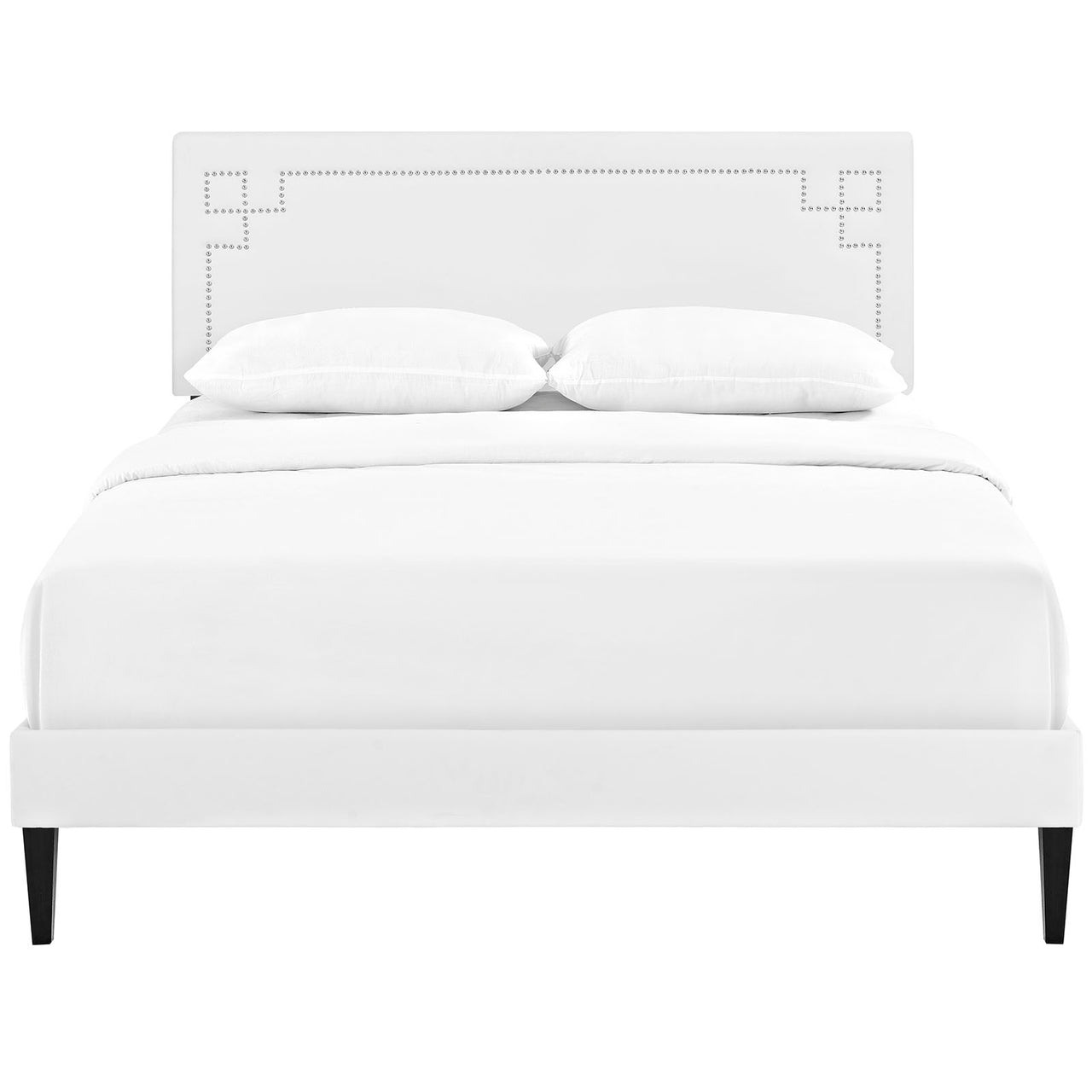 Dazzle Eco-Leather Queen Platform Bed, White
