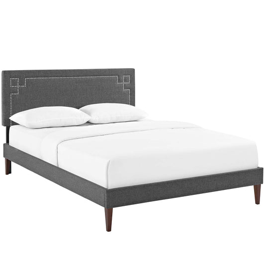 Dazzle Fabric Queen Platform Bed, Gray