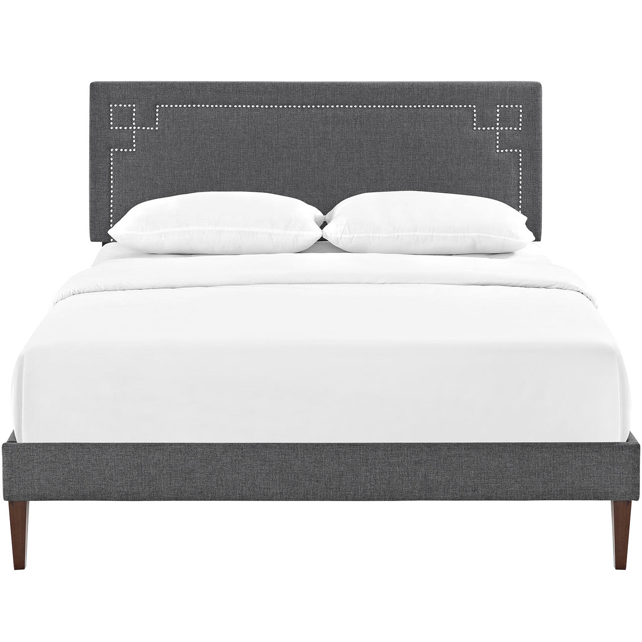 Dazzle Fabric Queen Platform Bed, Gray