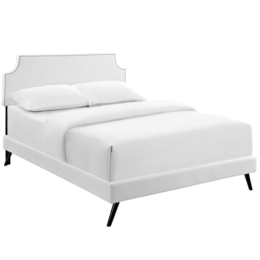 Laurel Eco-Leather Full Platform Bed, White