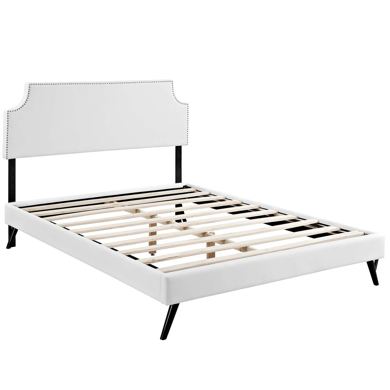 Laurel Eco-Leather Full Platform Bed, White