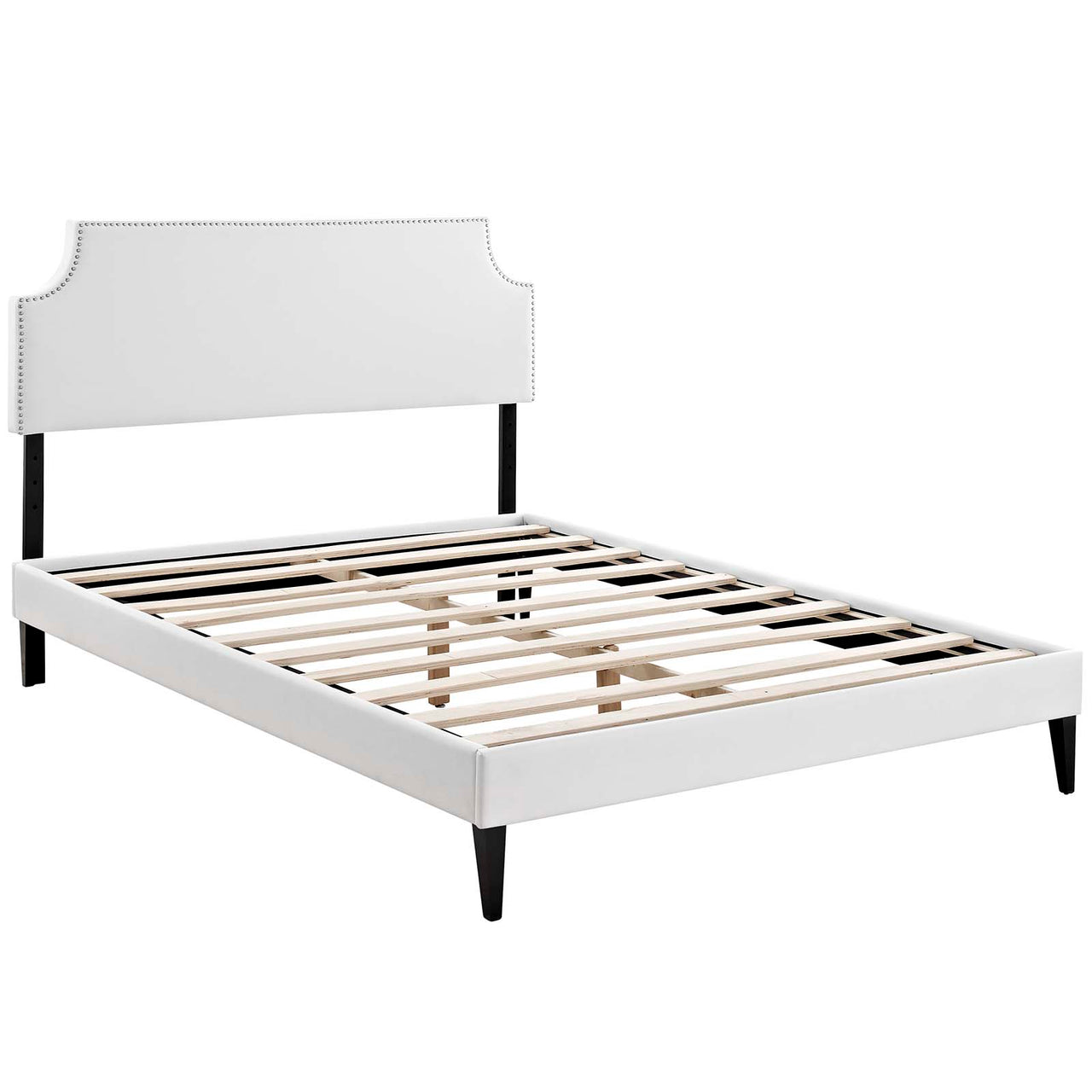 Laurel Eco-Leather Full Platform Bed, White