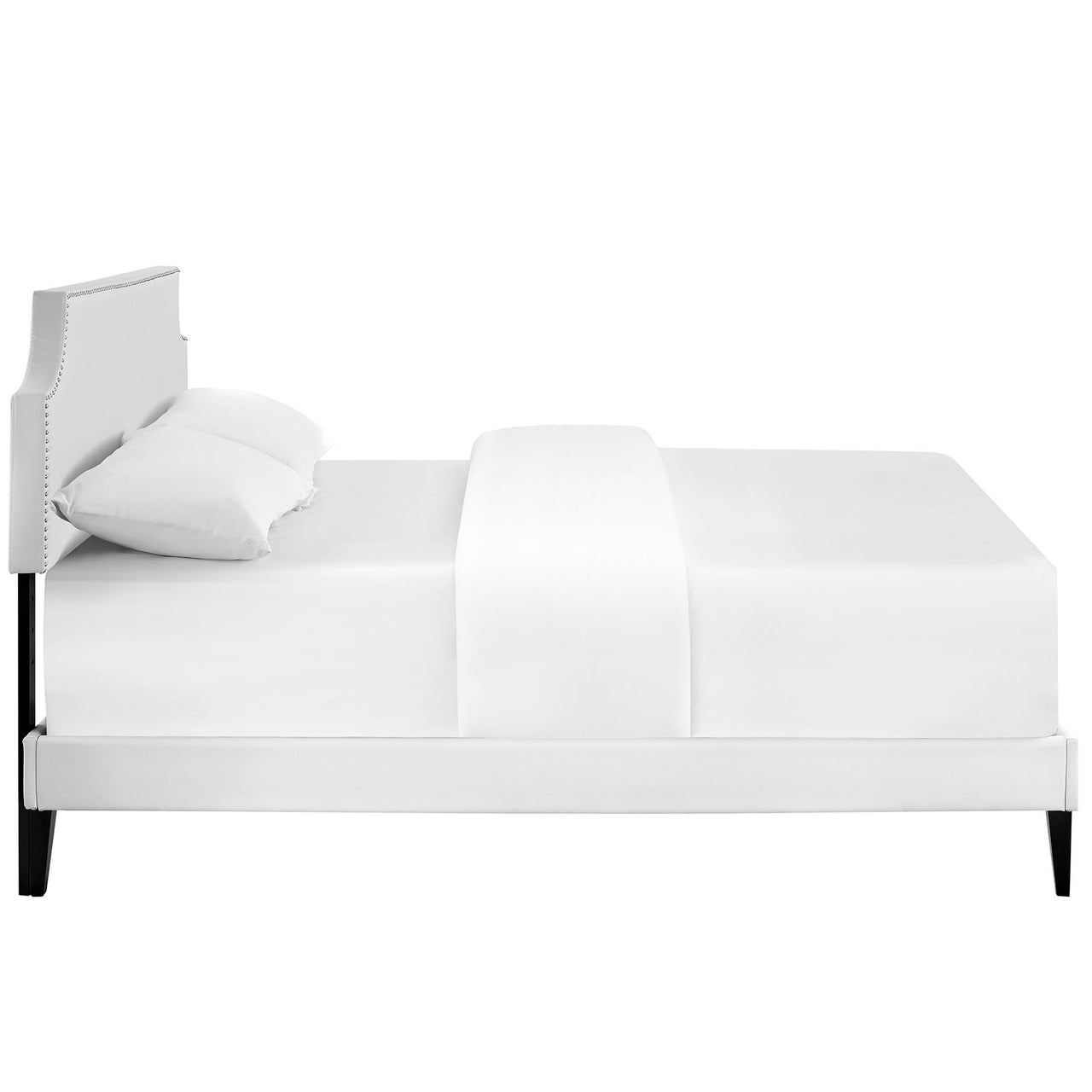 Laurel Eco-Leather Full Platform Bed, White