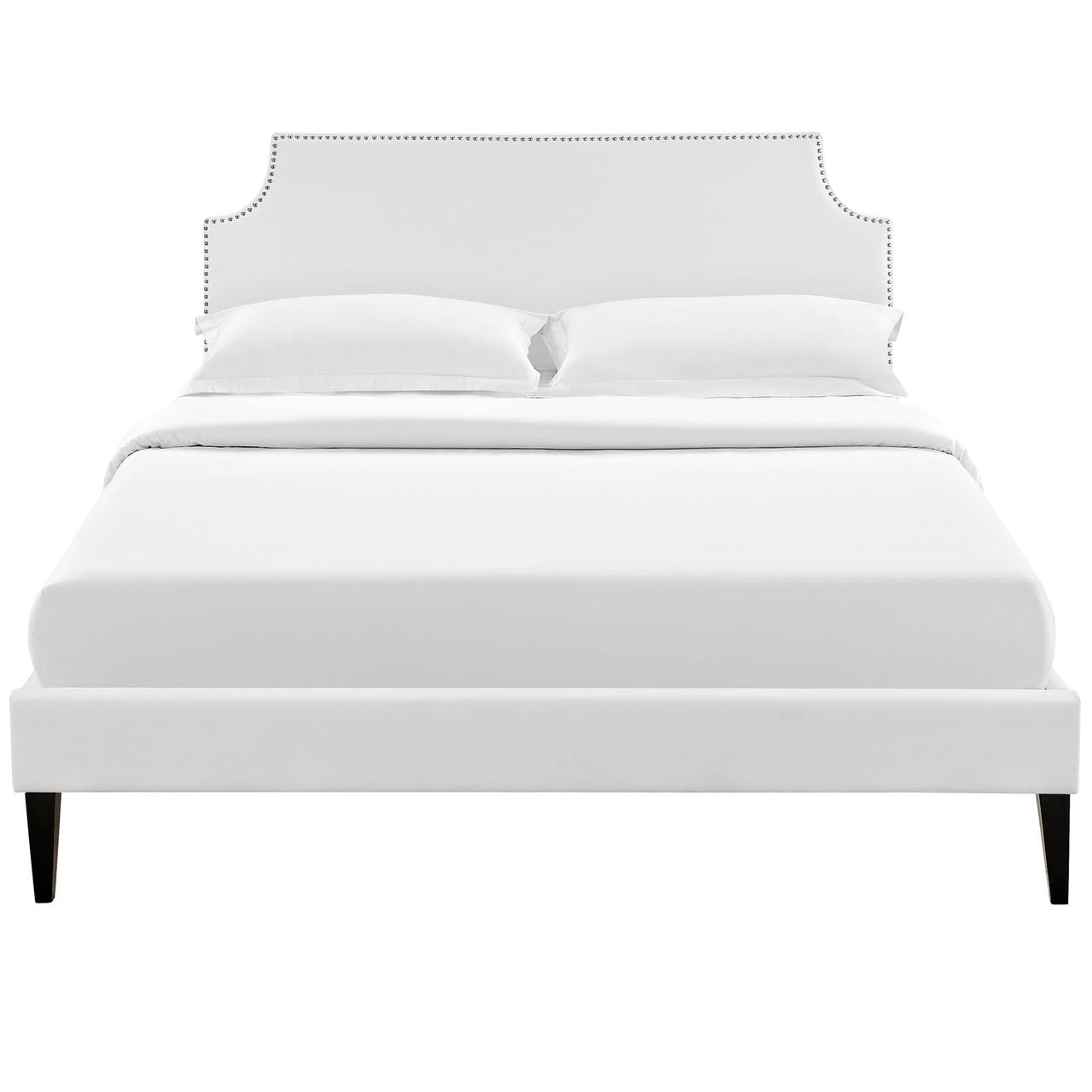 Laurel Eco-Leather Full Platform Bed, White