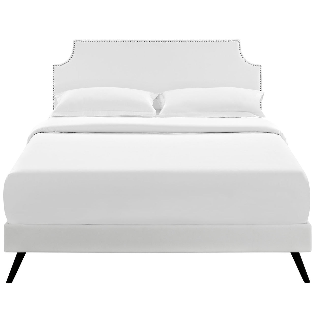 Laurel Eco-Leather Queen Platform Bed, White