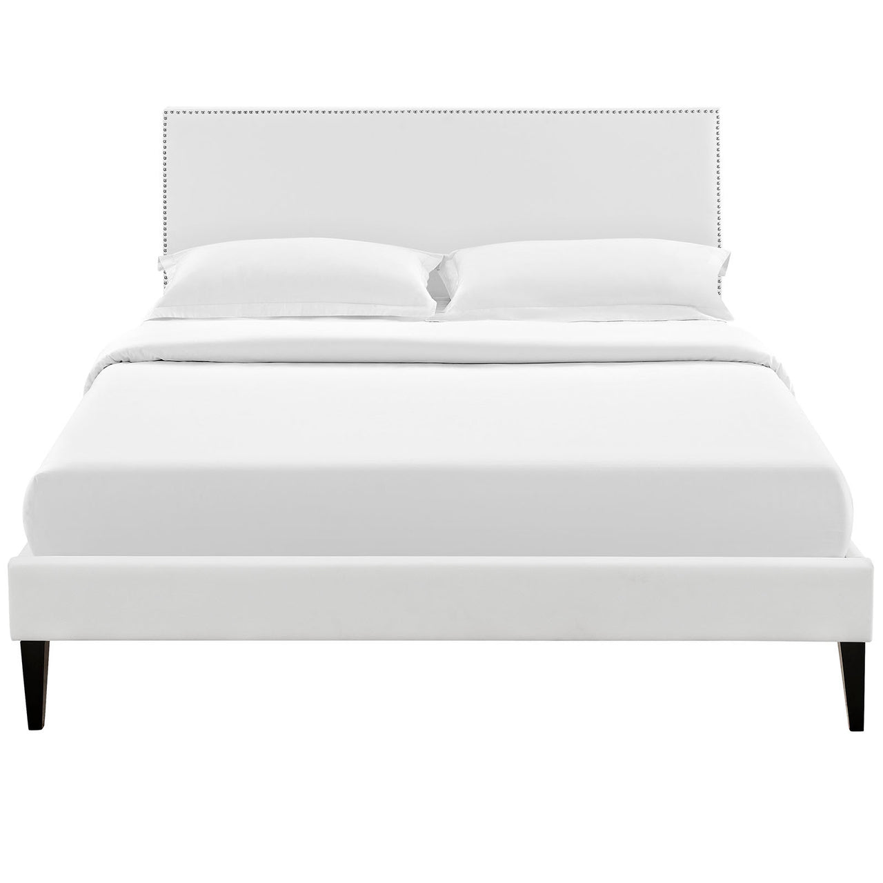 Dreamweaver Eco-Leather Full Platform Bed, White