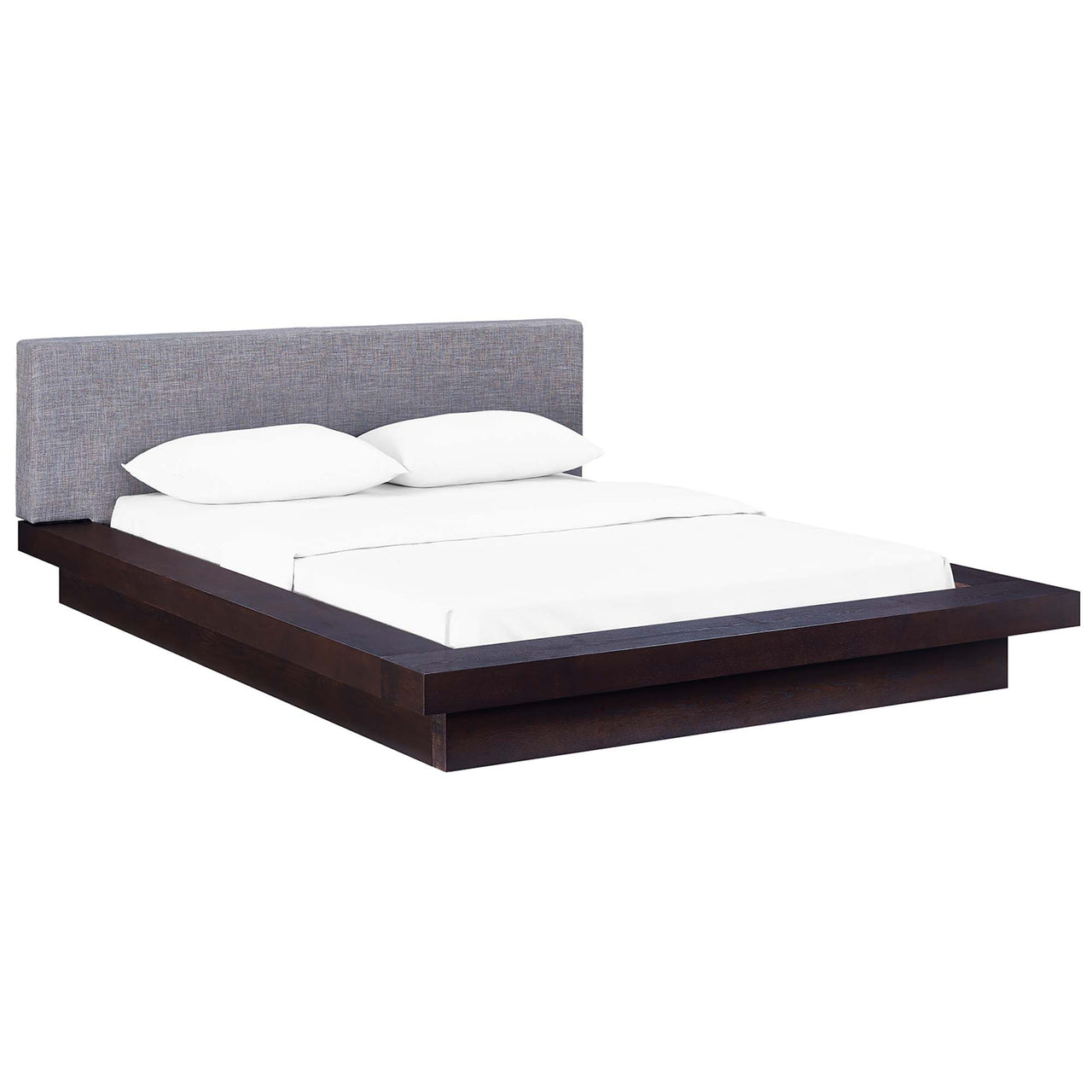 Hover Fabric Queen Platform Bed, Espresso & Gray