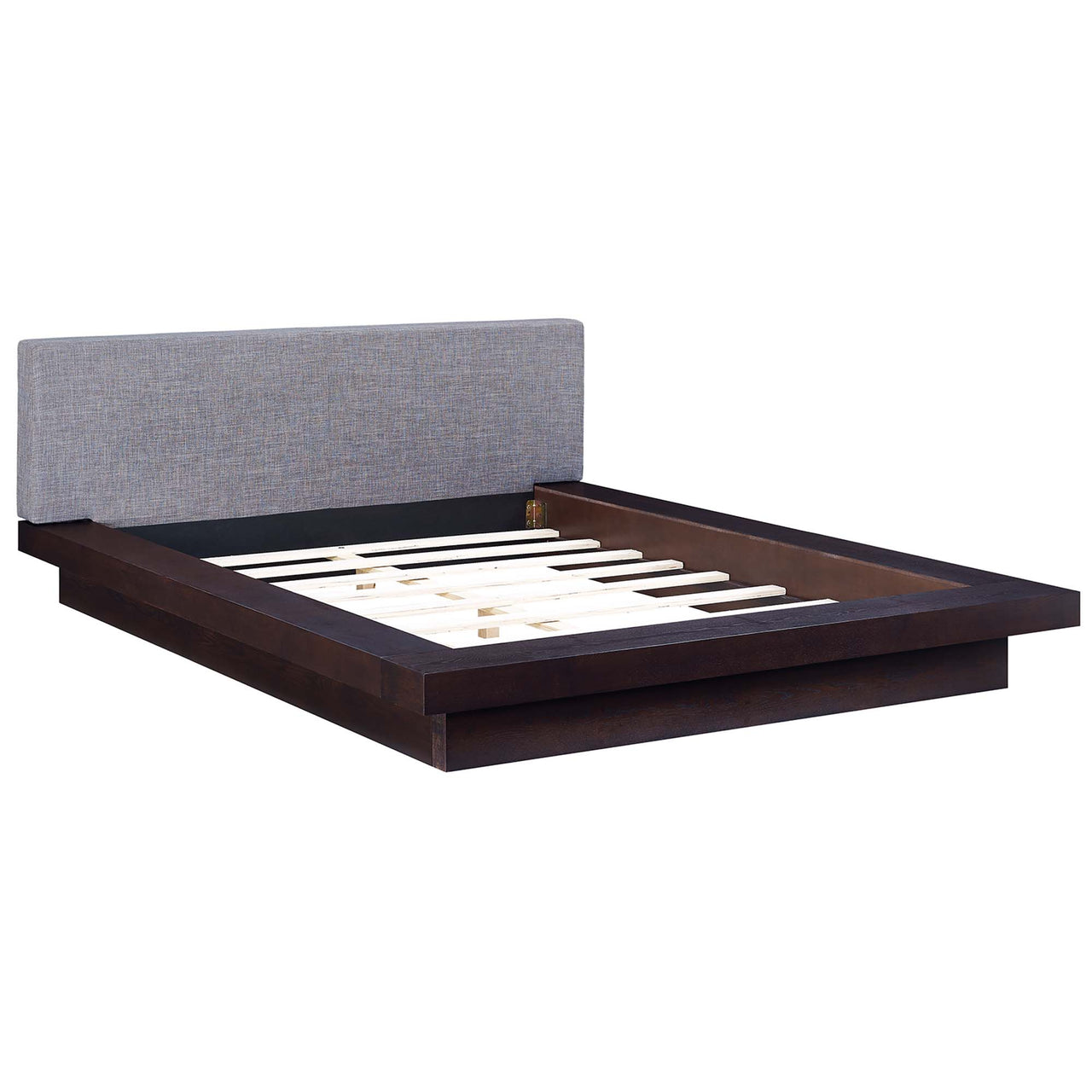 Hover Fabric Queen Platform Bed, Espresso & Gray