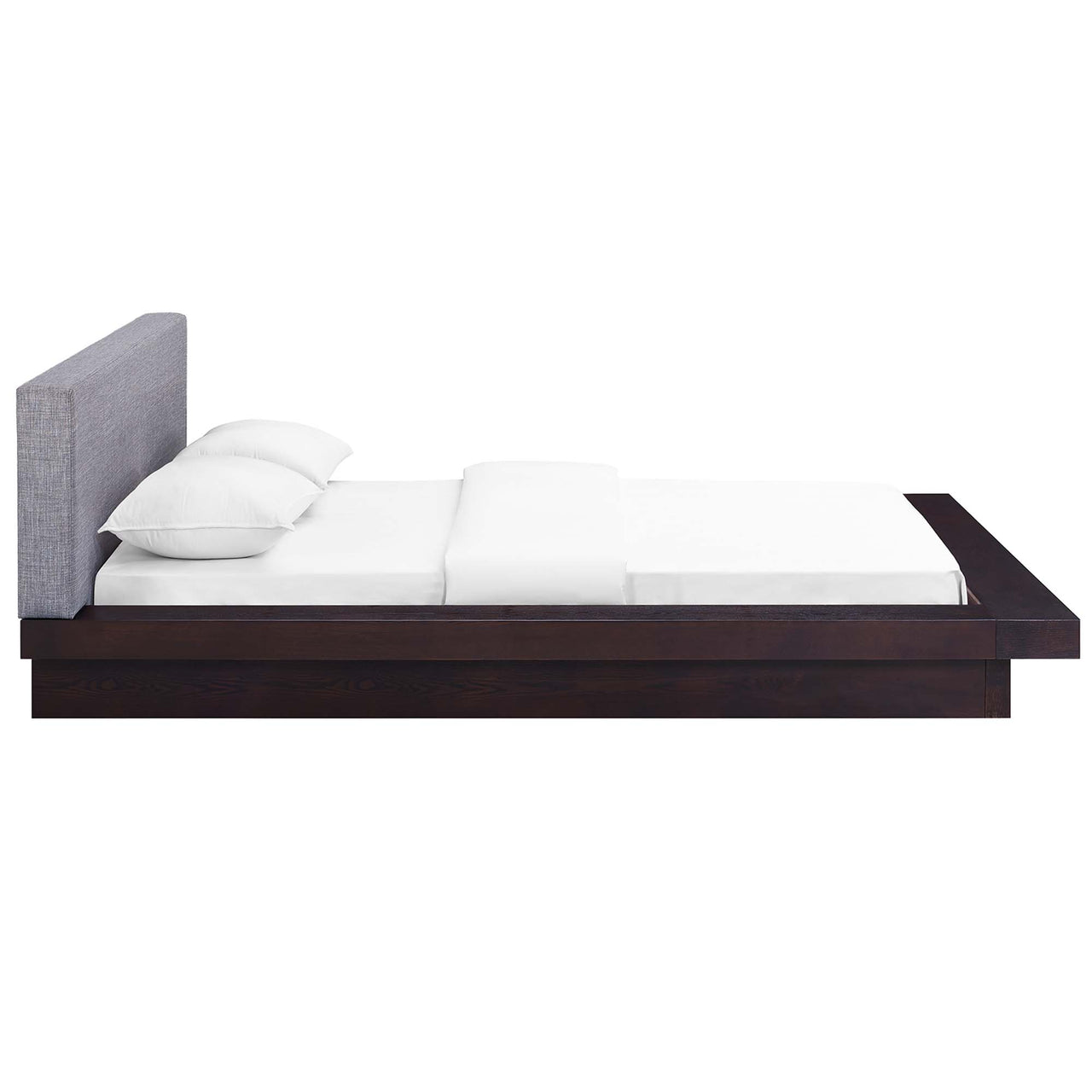 Hover Fabric Queen Platform Bed, Espresso & Gray