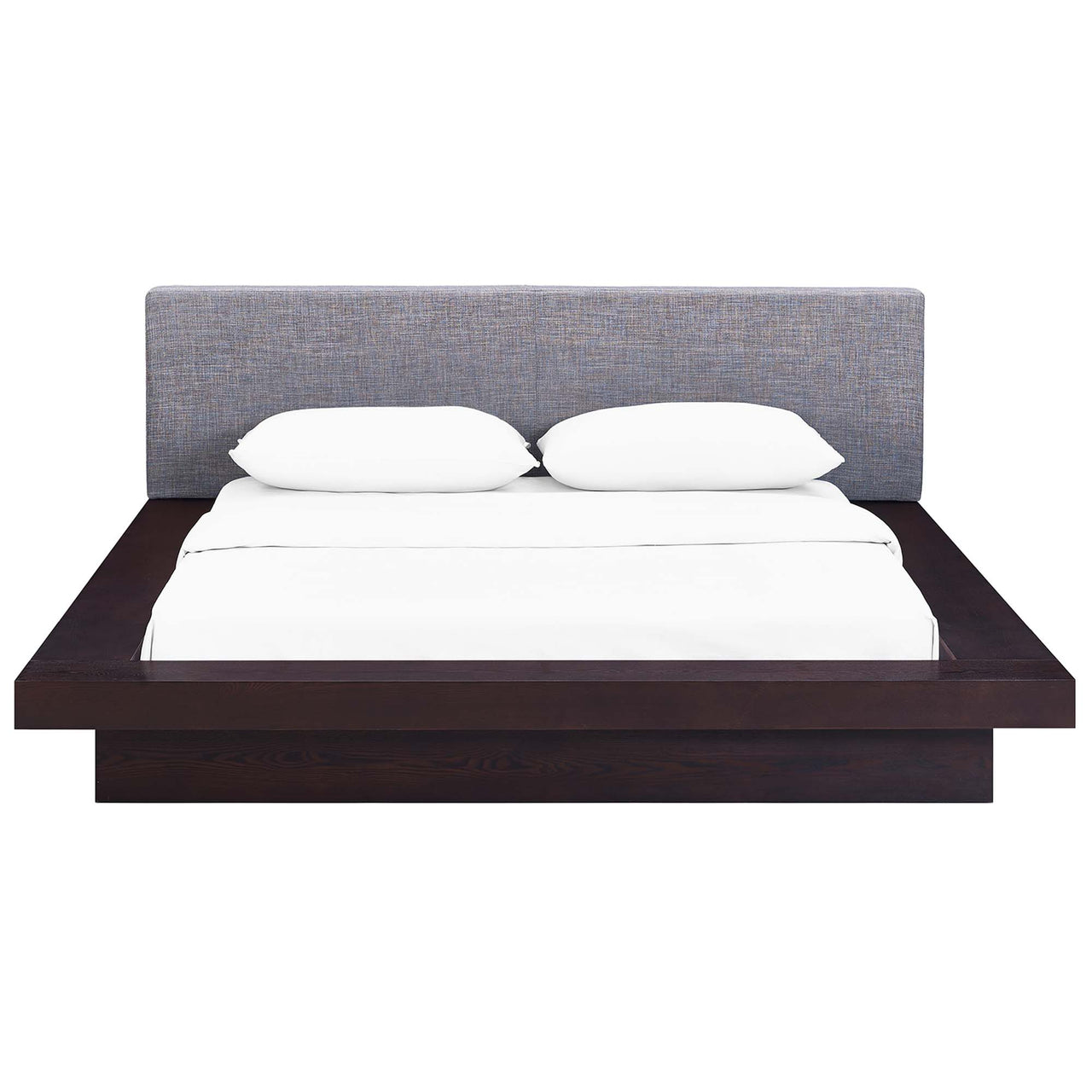 Hover Fabric Queen Platform Bed, Espresso & Gray