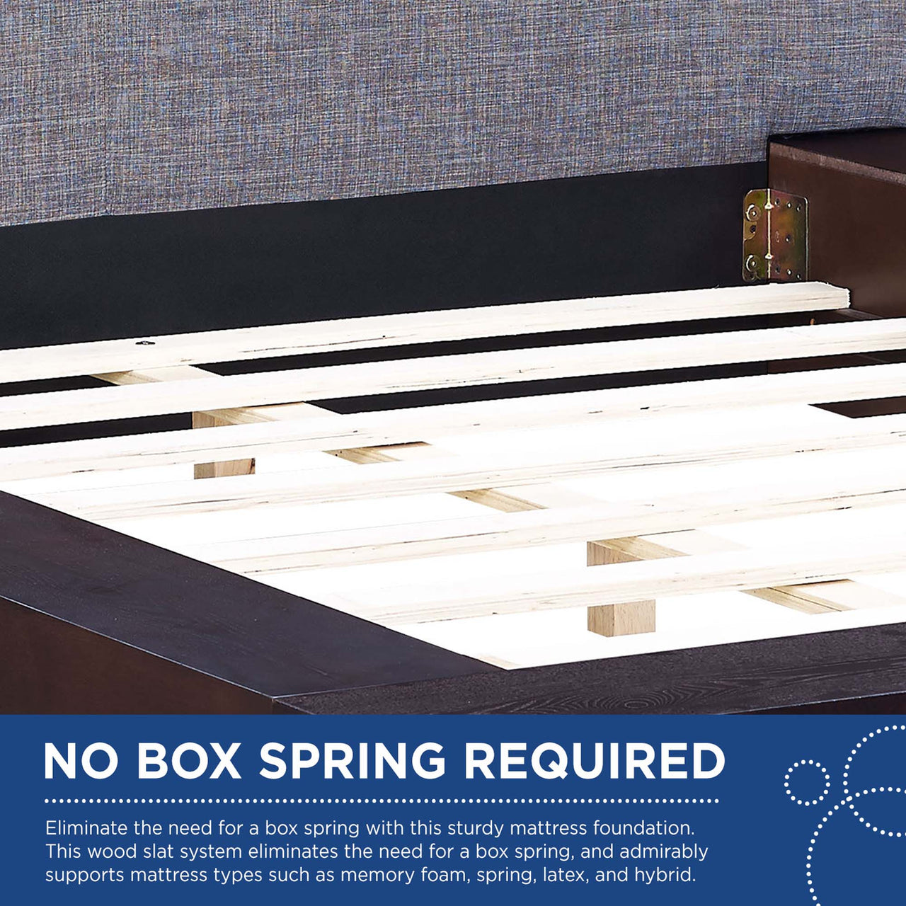 Hover Fabric Queen Platform Bed, Espresso & Gray