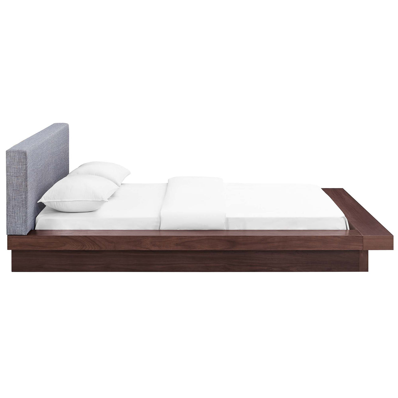 Hover Fabric Queen Platform Bed, Walnut & Gray