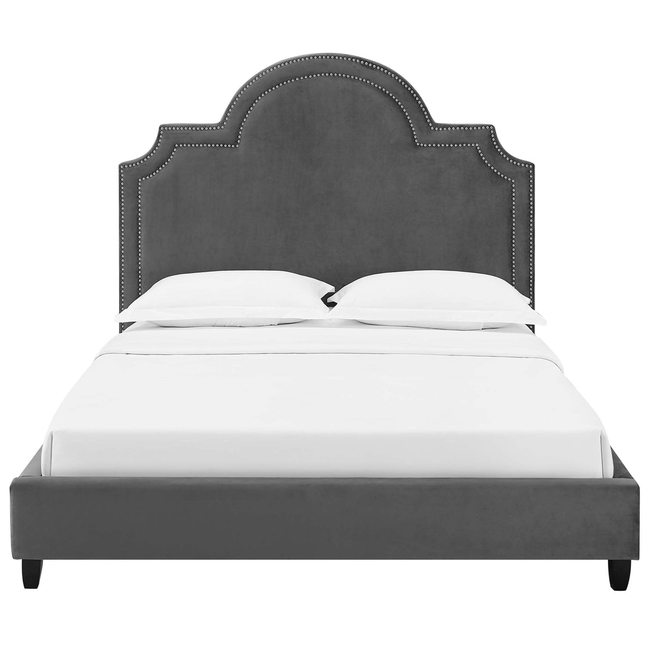 Chelsea Upholstered Velvet Queen Platform Bed, Gray