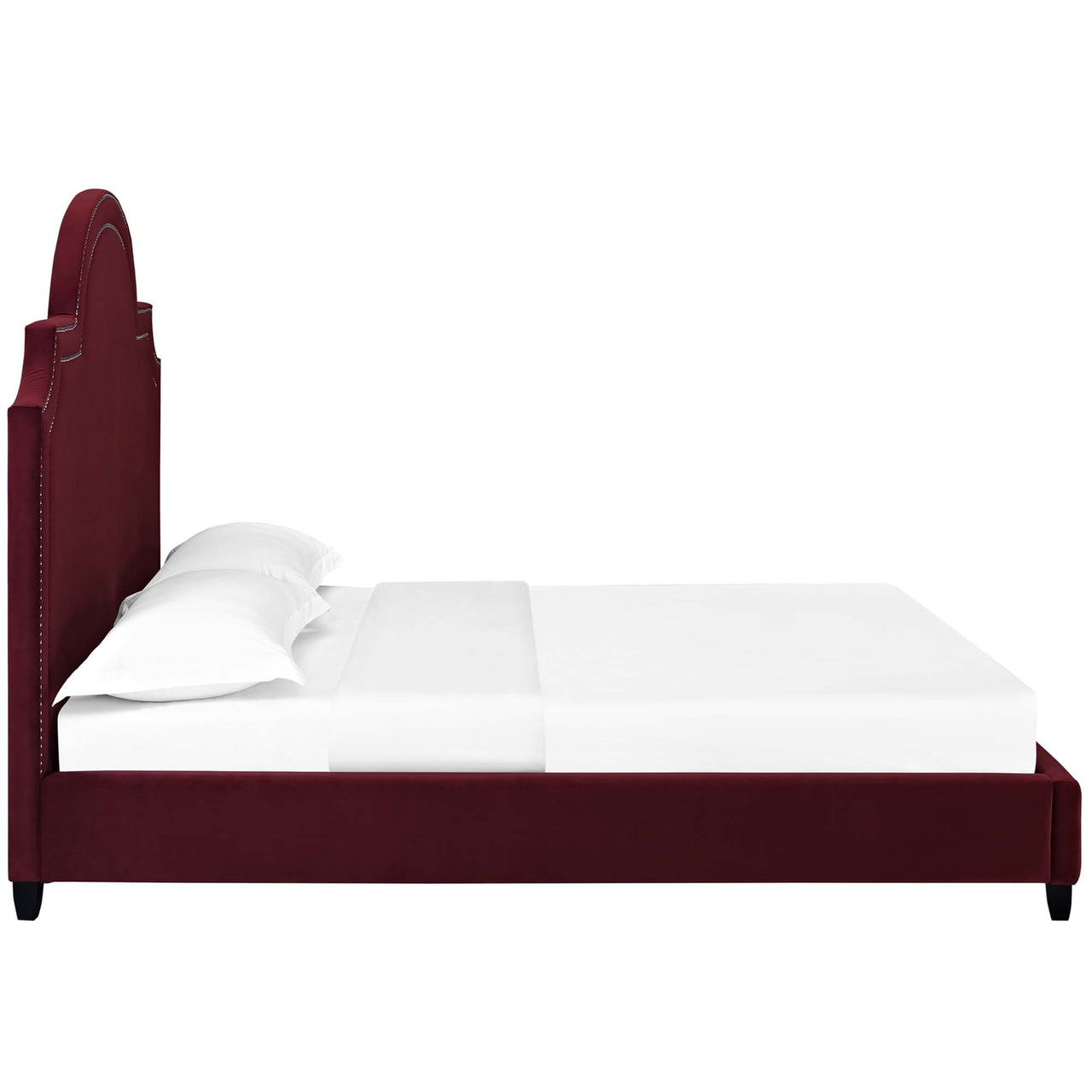 Chelsea Upholstered Velvet Queen Platform Bed, Maroon