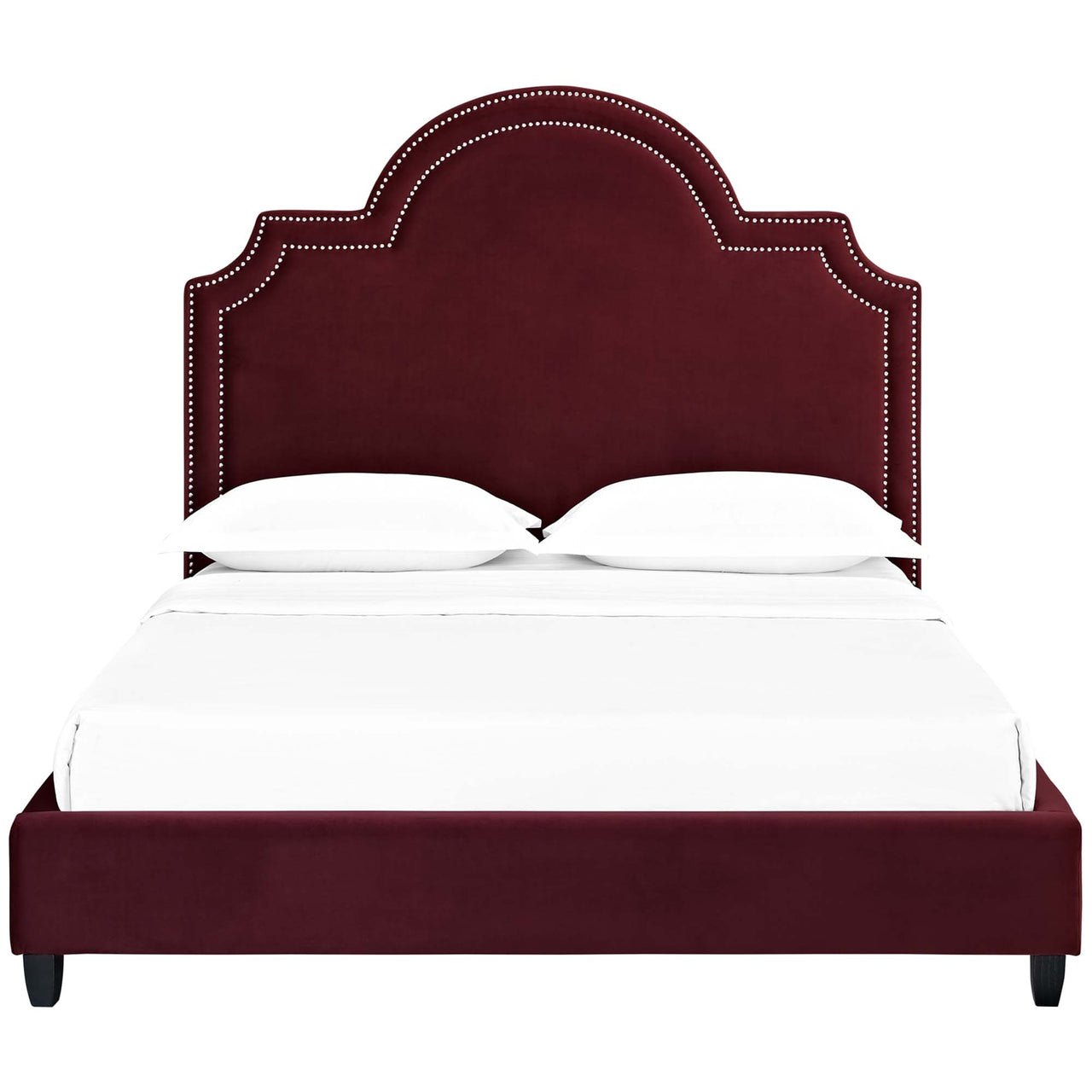 Chelsea Upholstered Velvet Queen Platform Bed, Maroon