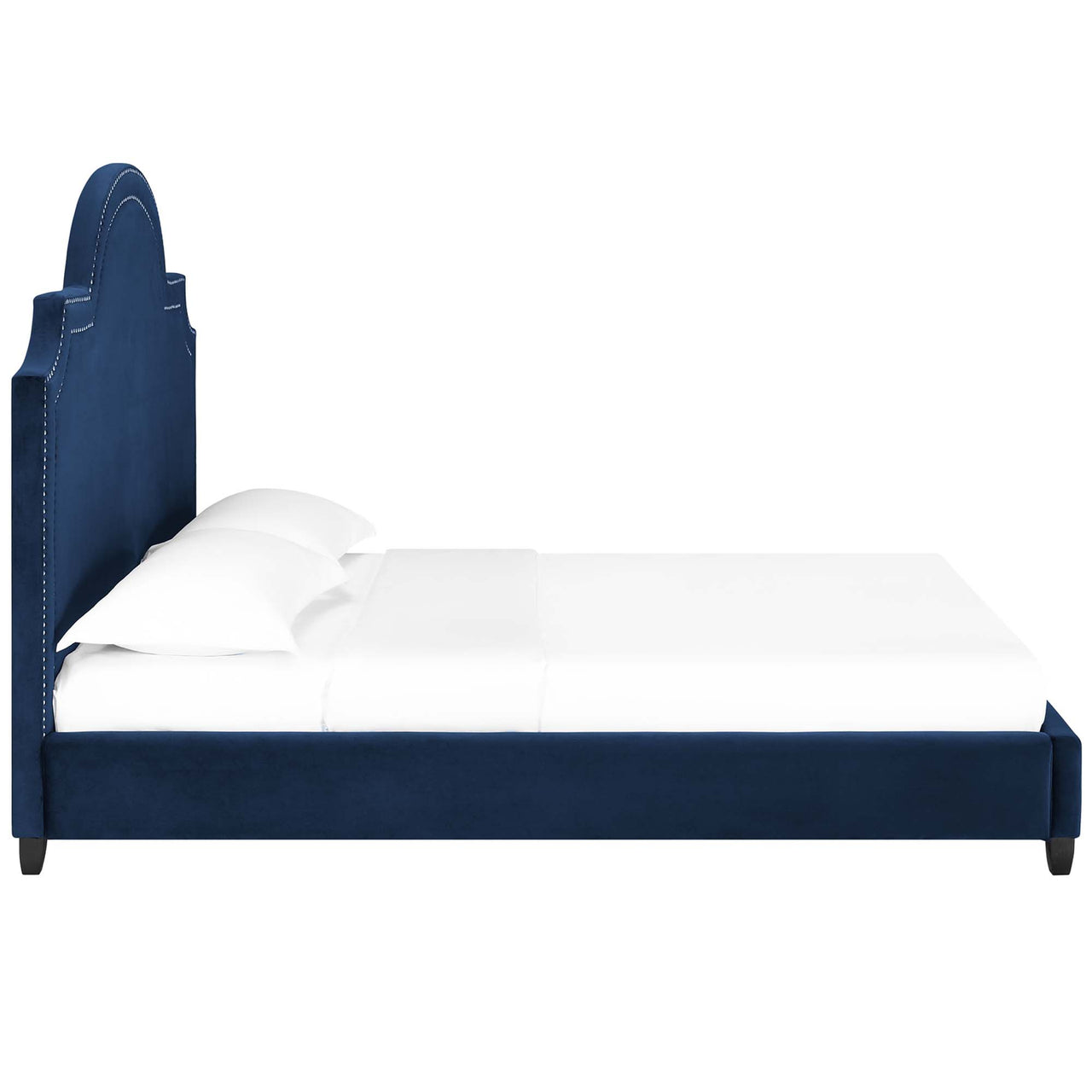 Chelsea Upholstered Velvet Queen Platform Bed, Navy