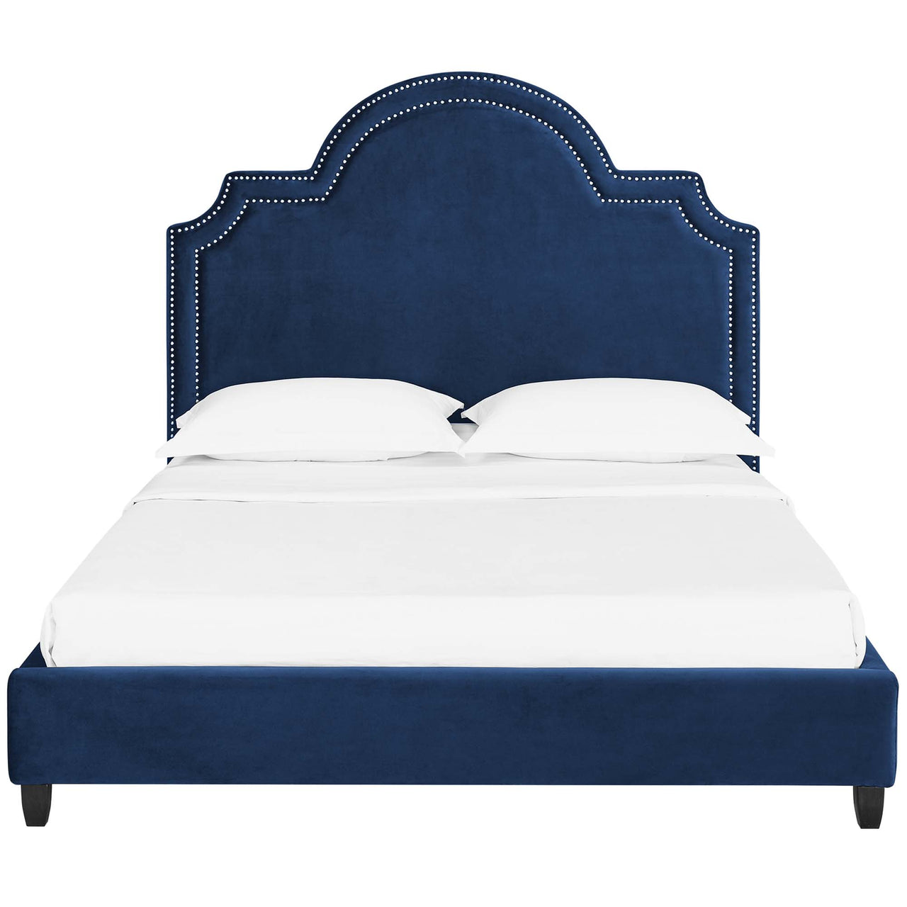 Chelsea Upholstered Velvet Queen Platform Bed, Navy