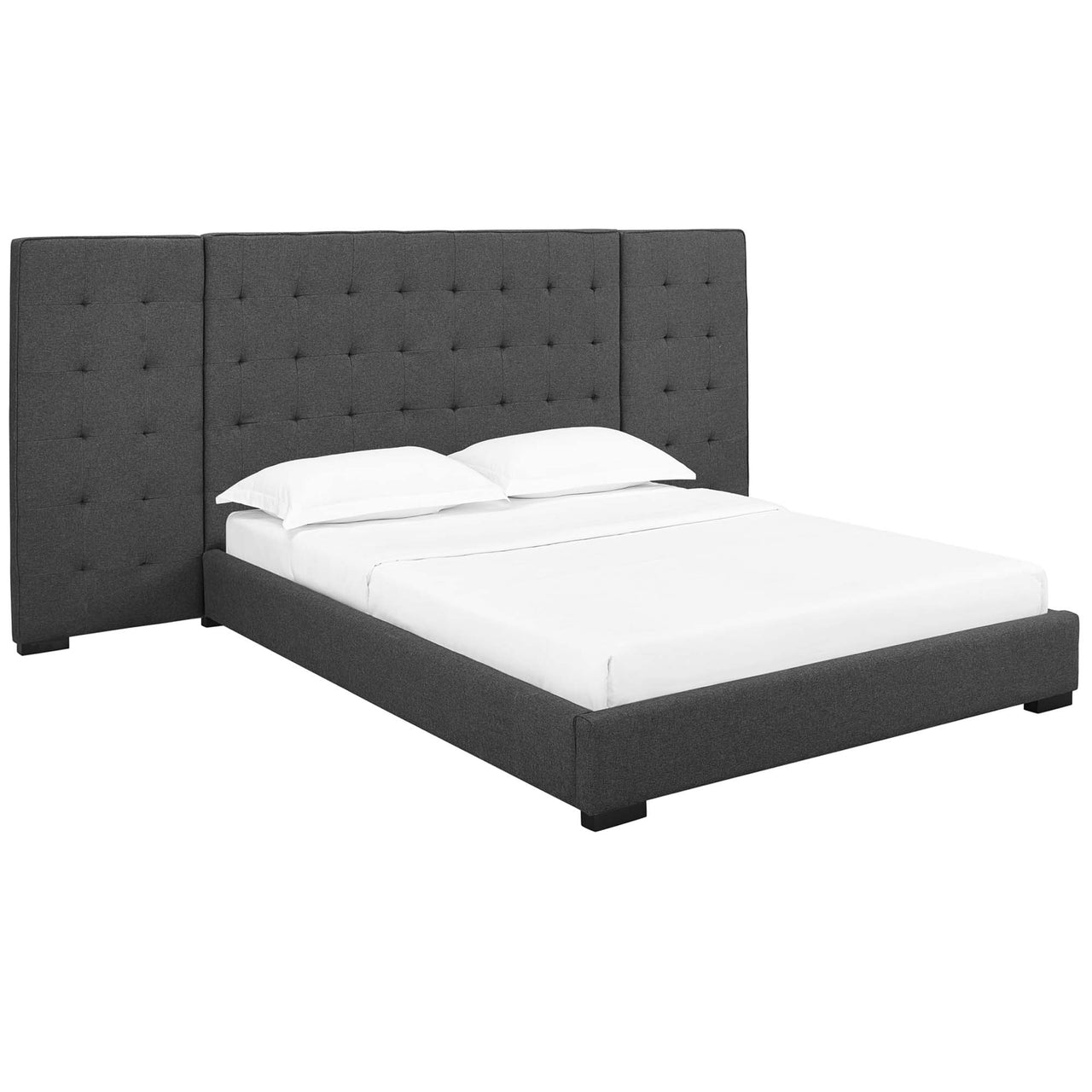 Payne Fabric Queen Platform Bed, Gray