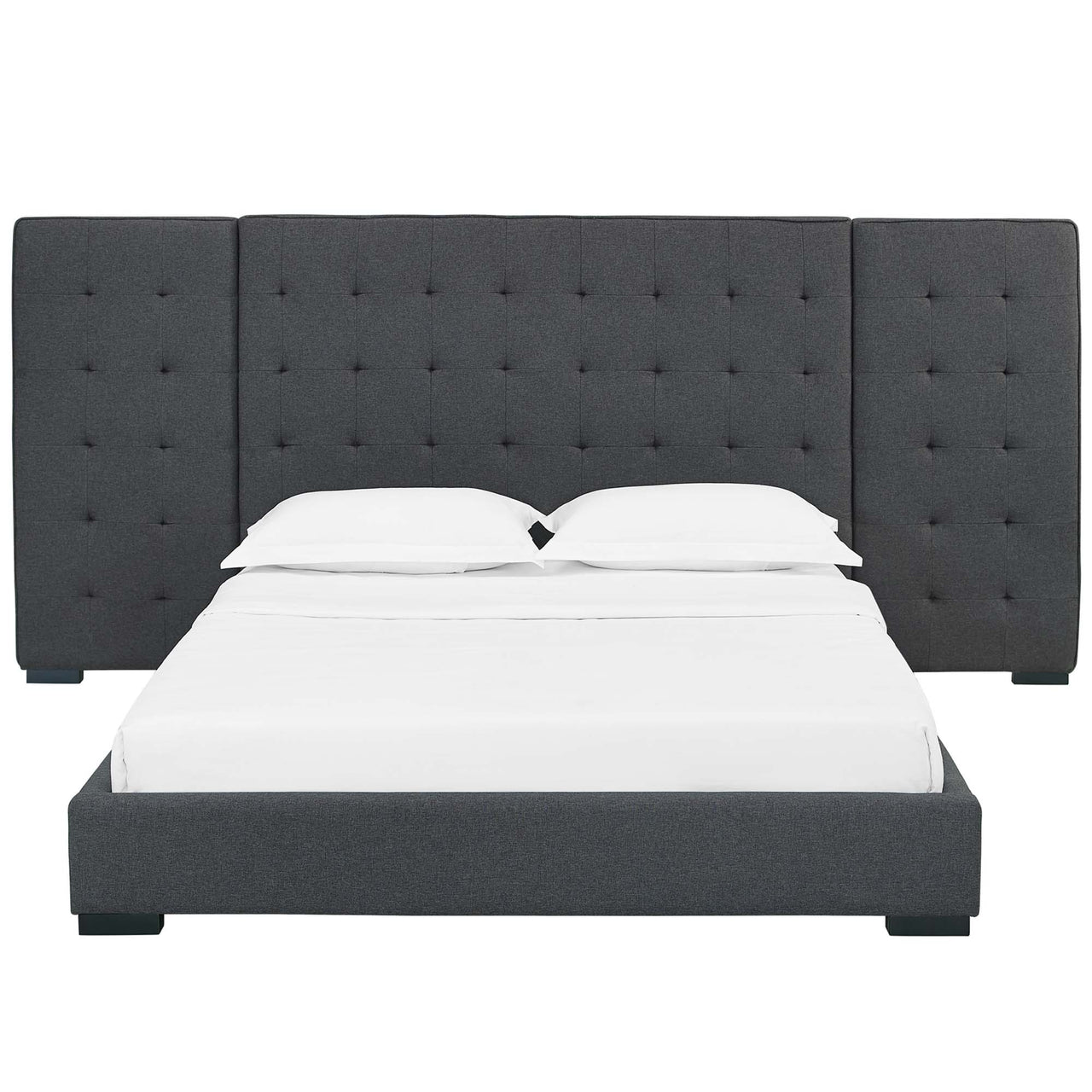 Payne Fabric Queen Platform Bed, Gray