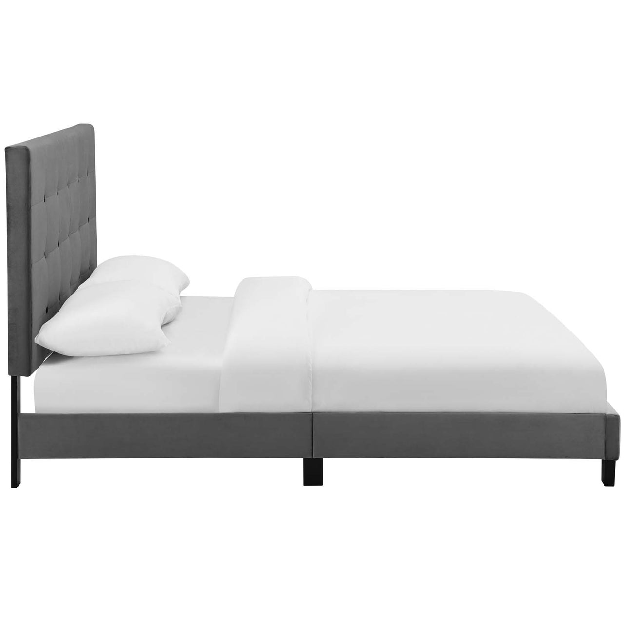 Melissa Upholstered Velvet King Platform Bed, Gray