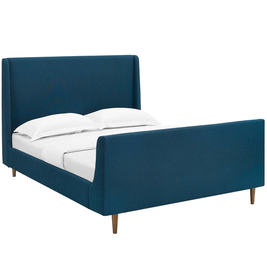 Aurenth Fabric Queen Platform Bed, Azure