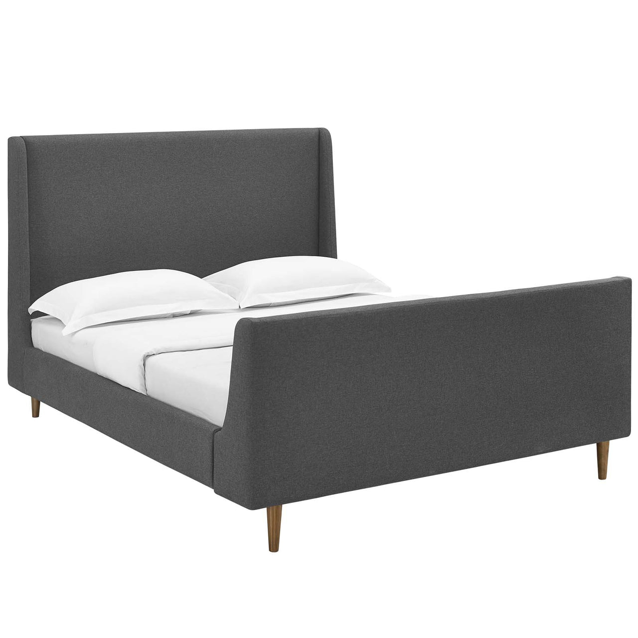 Aurenth Fabric Queen Platform Bed, Gray