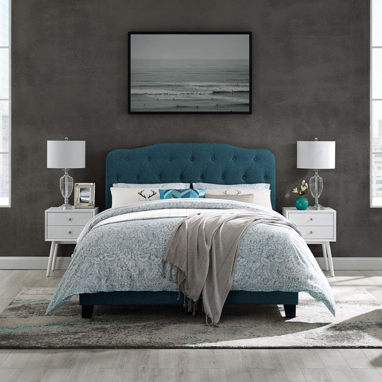 Elira Fabric Full Bed, Azure