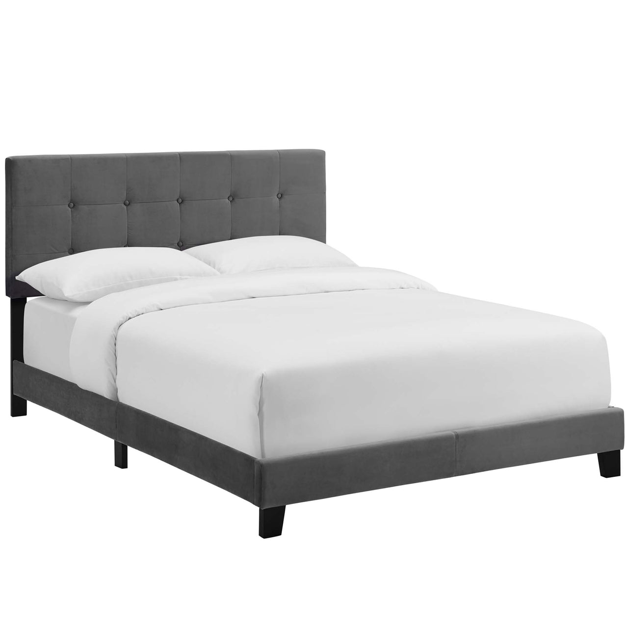 Amirada Velvet Twin Bed, Gray