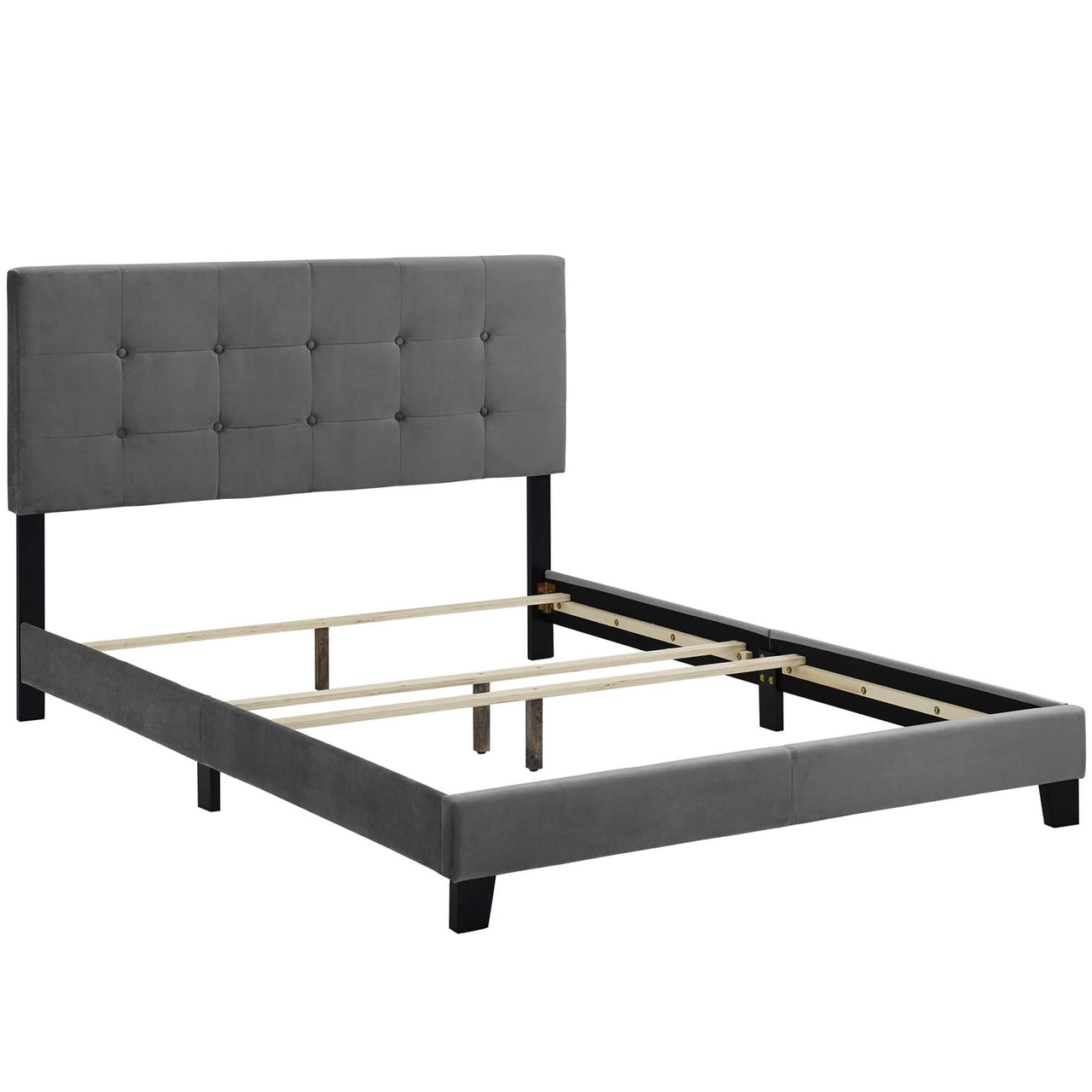 Amirada Velvet Twin Bed, Gray