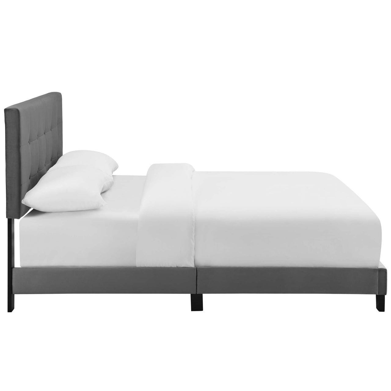 Amirada Velvet Twin Bed, Gray