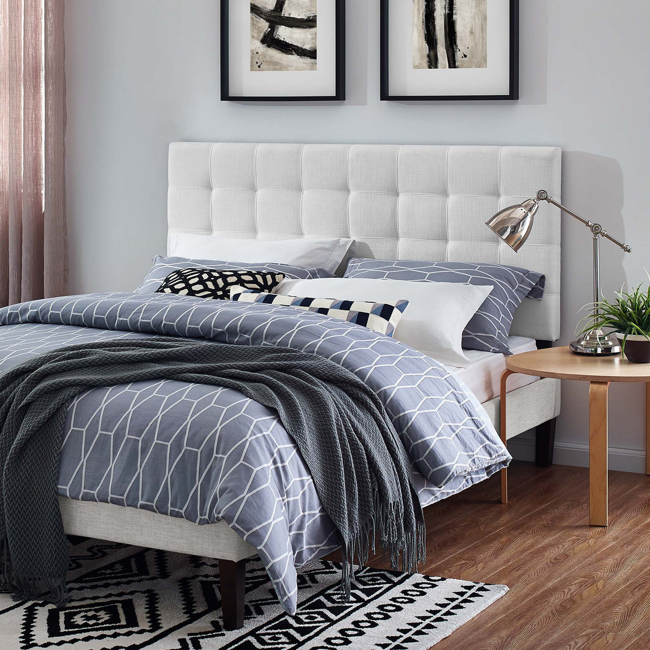 Coordinate Linen Fabric Full | Queen Headboard, White