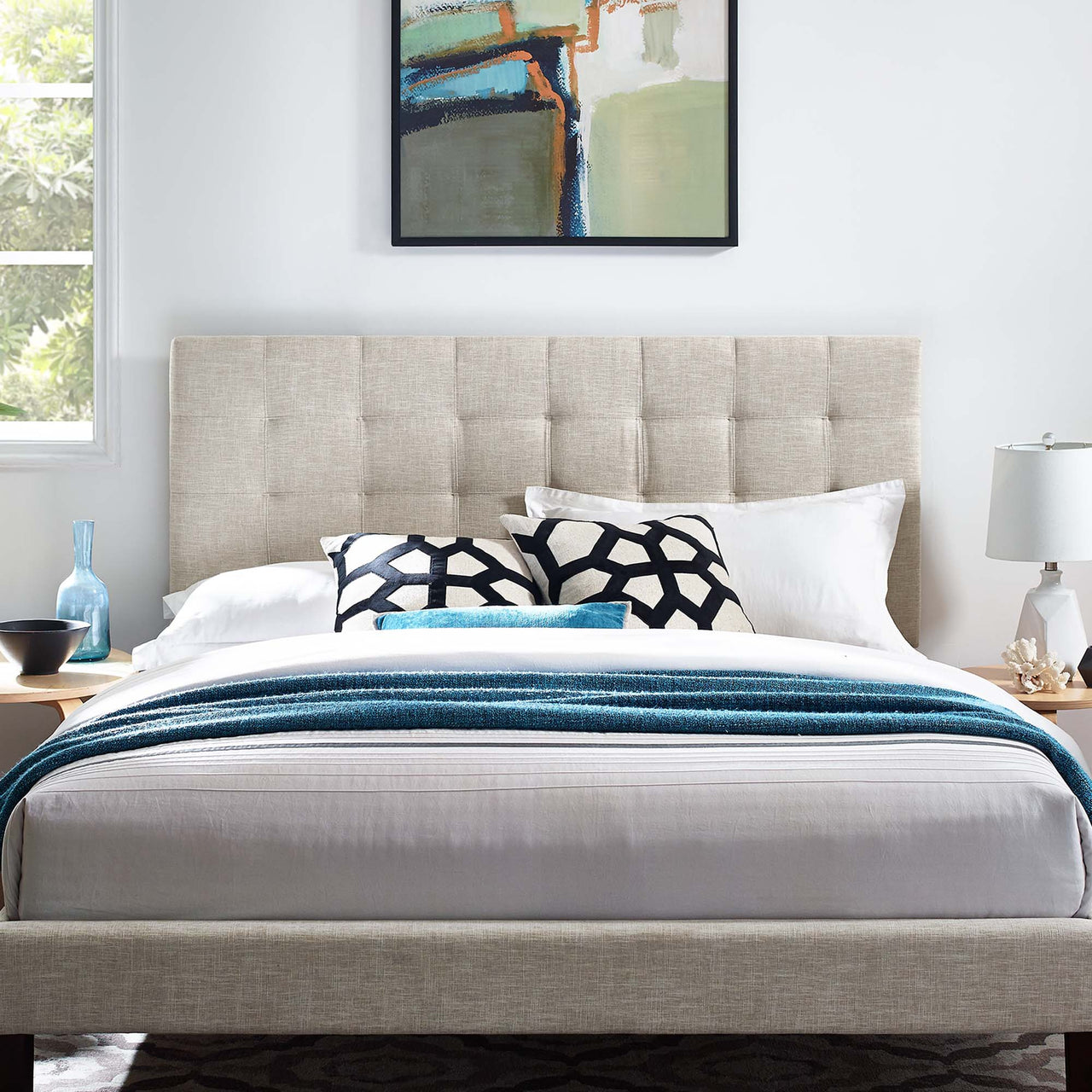 Coordinate Linen Fabric King and California King Headboard, Beige