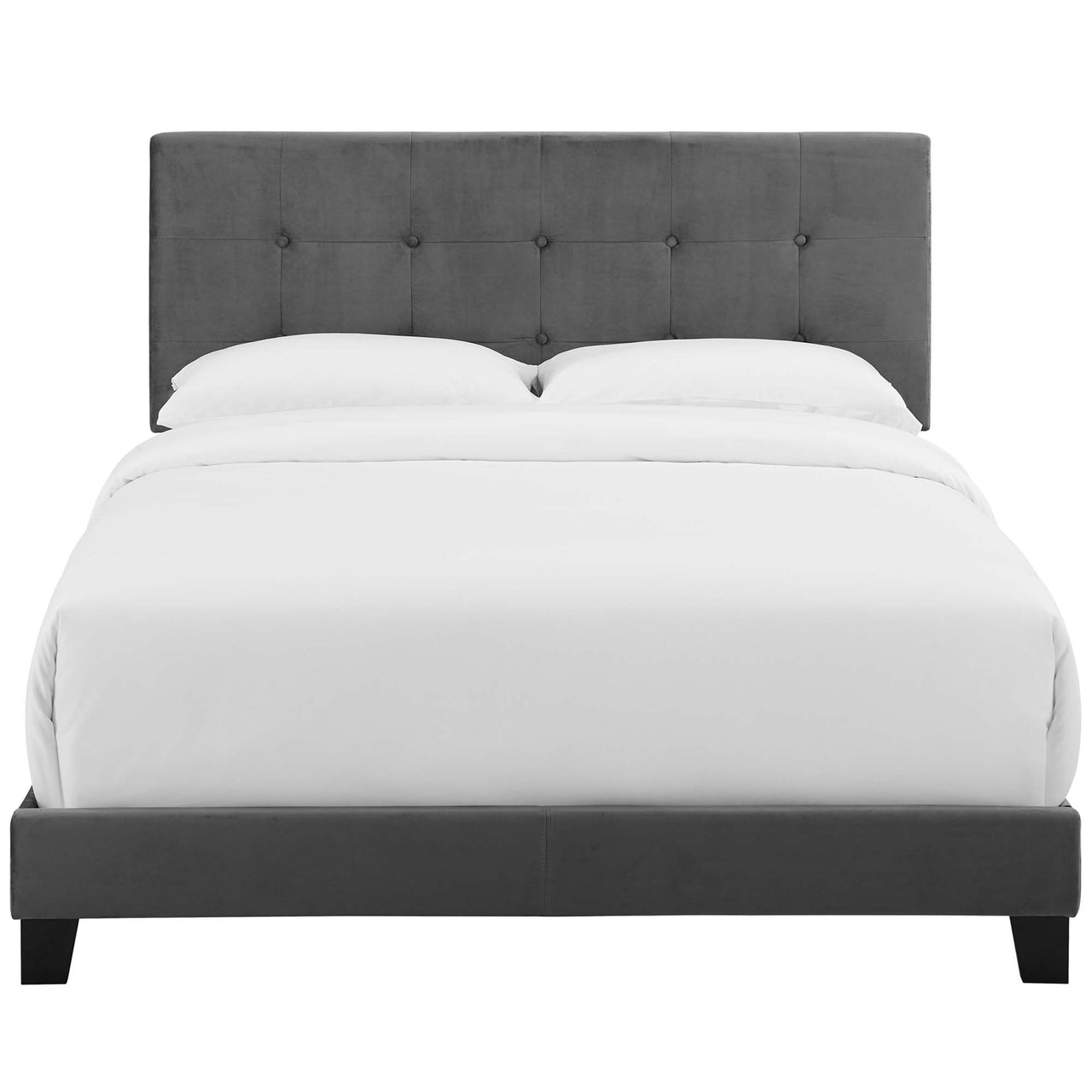 Amirada Velvet Full Bed, Gray