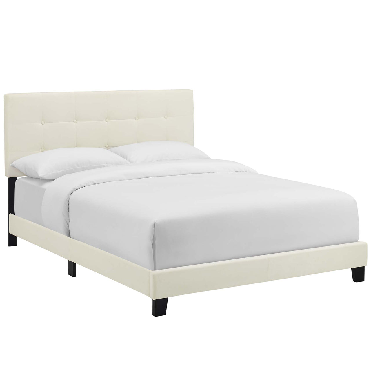 Amirada Velvet Full Bed, Ivory