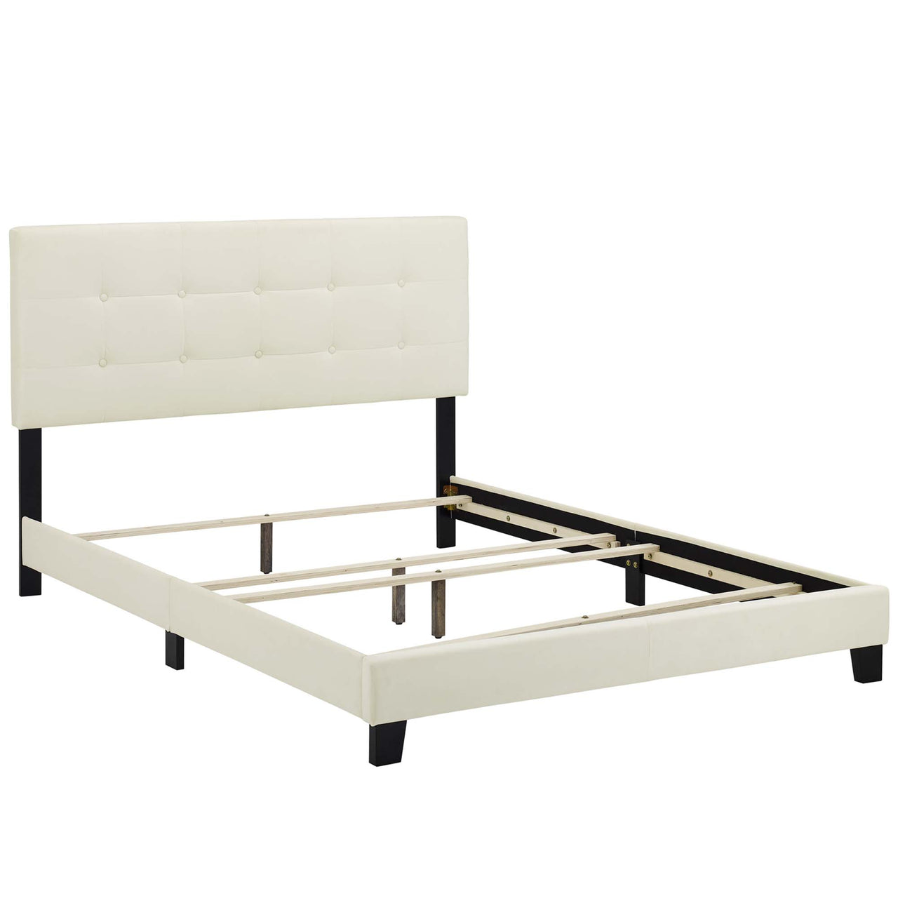 Amirada Velvet Full Bed, Ivory