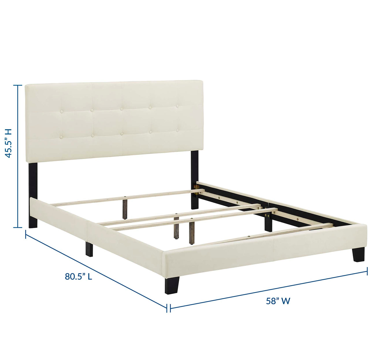 Amirada Velvet Full Bed, Ivory
