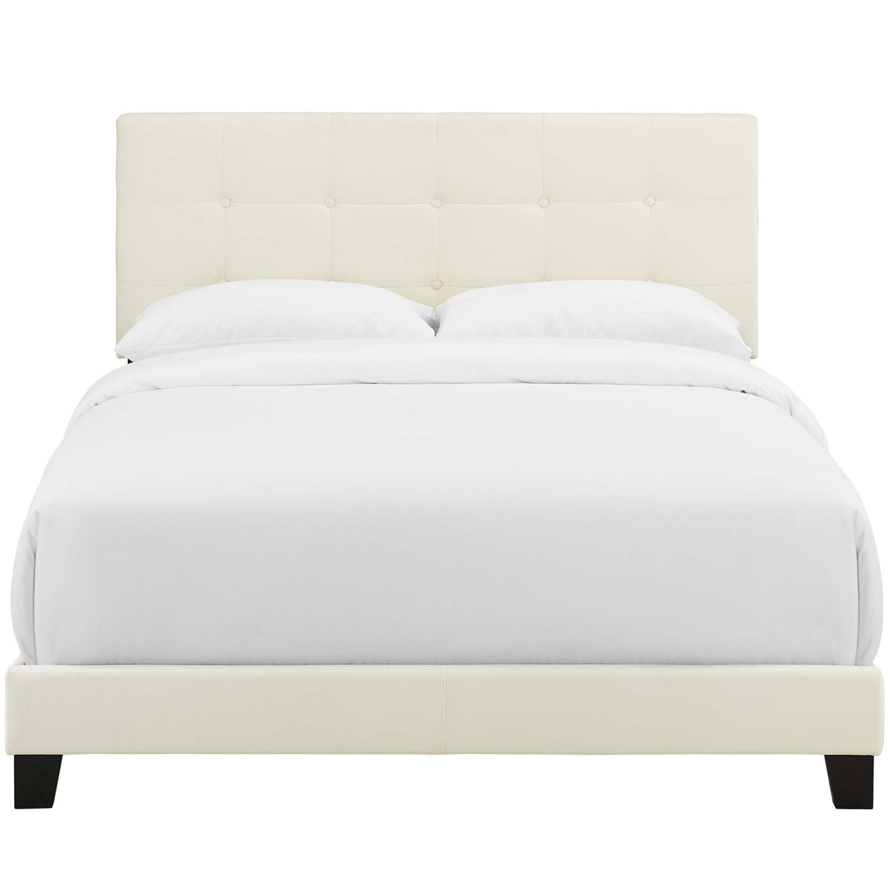 Amirada Velvet Full Bed, Ivory