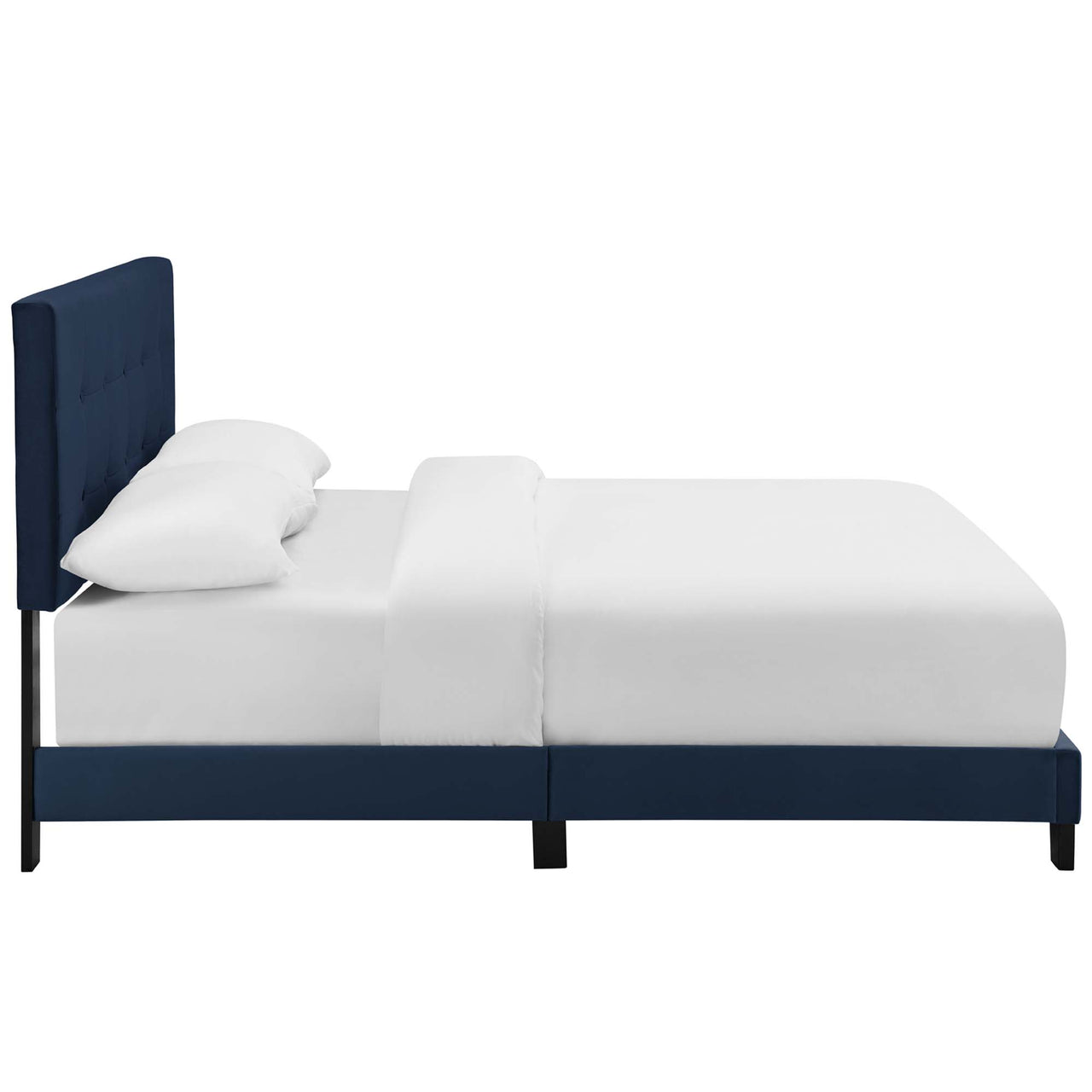Amirada Velvet Full Bed, Dark Blue