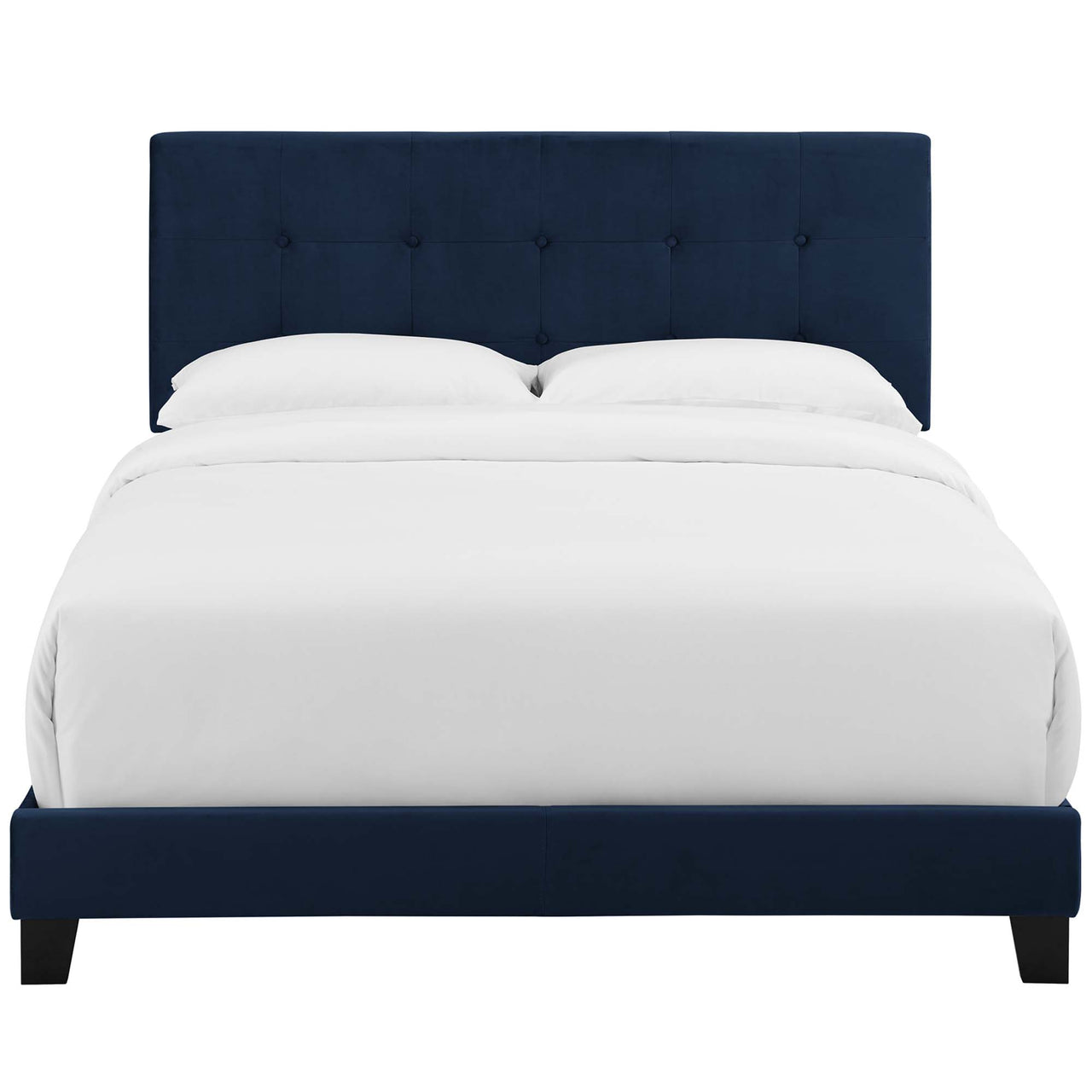 Amirada Velvet Full Bed, Dark Blue