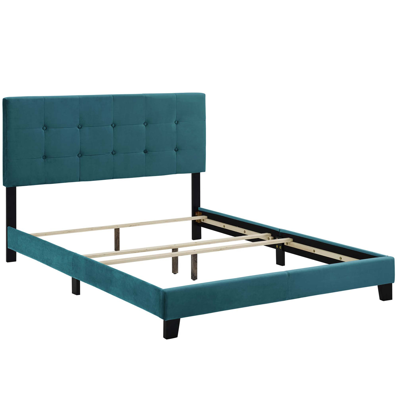 Amirada Velvet Full Bed, Caspian Blue