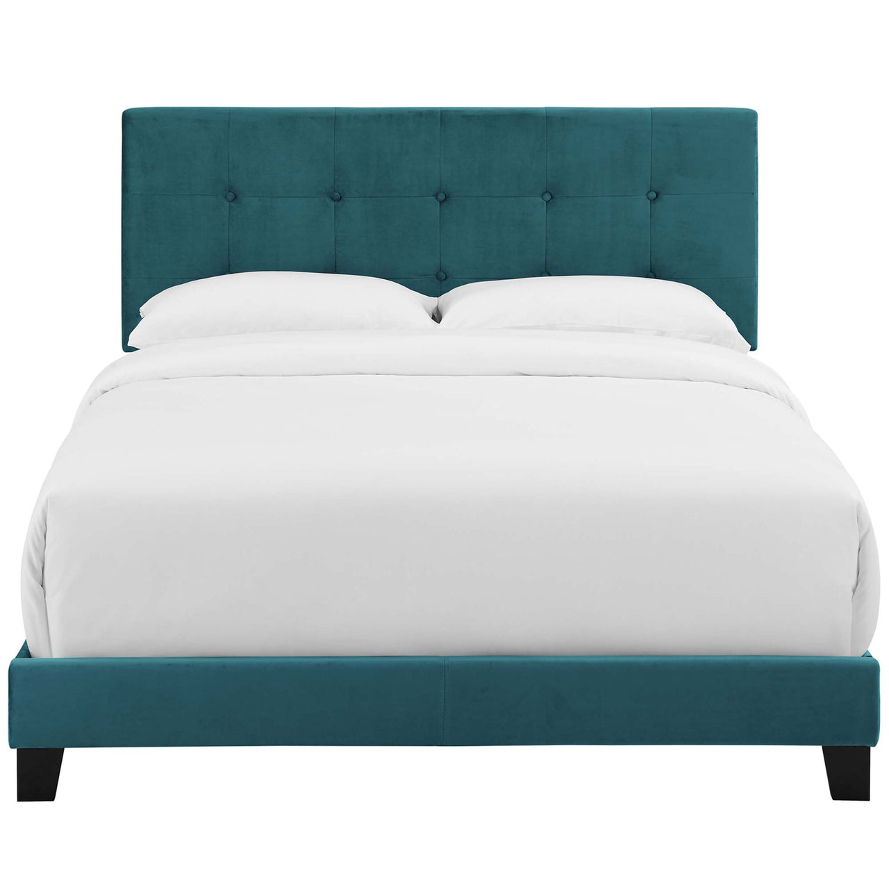 Amirada Velvet Full Bed, Caspian Blue