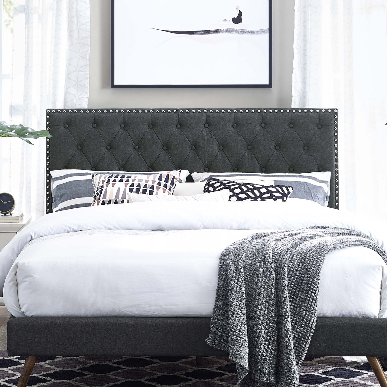 Rovainne Linen Full | Queen Headboard, Gray