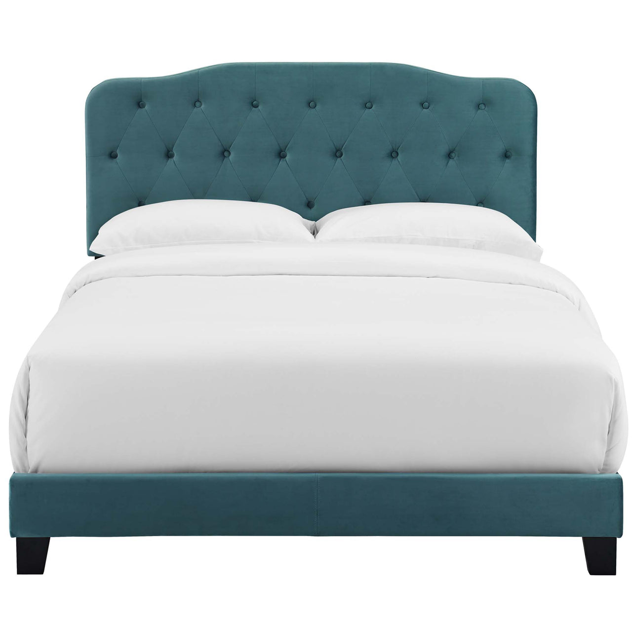 Elira Velvet Twin Bed, Caspian Blue