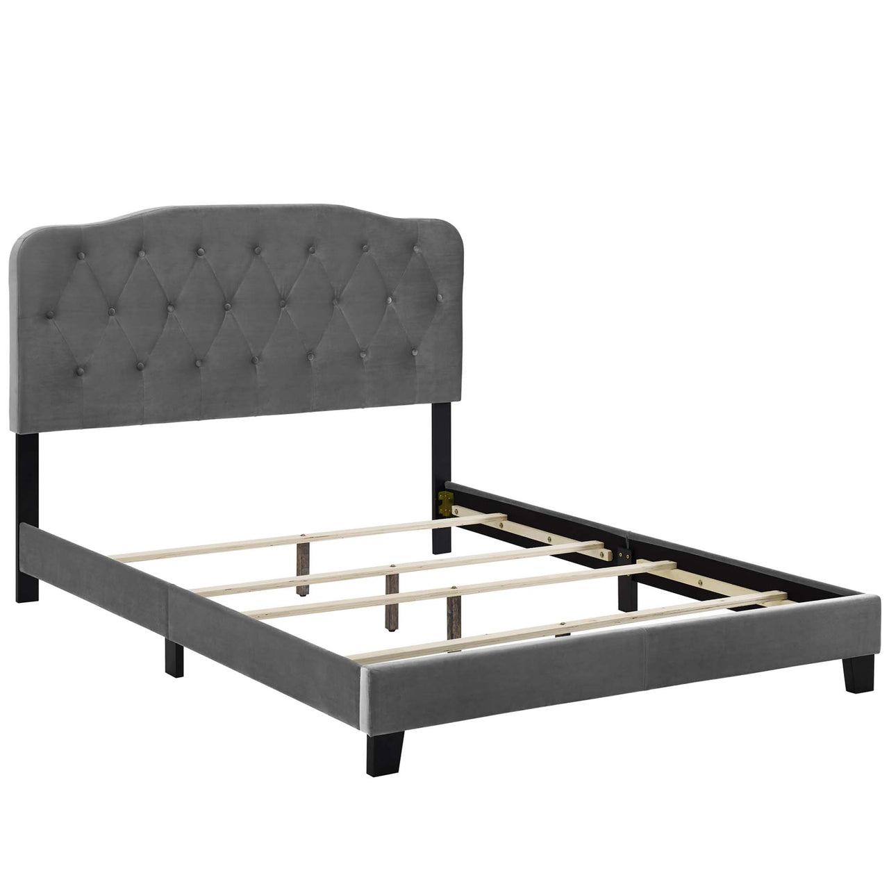 Elira Velvet Queen Bed, Gray