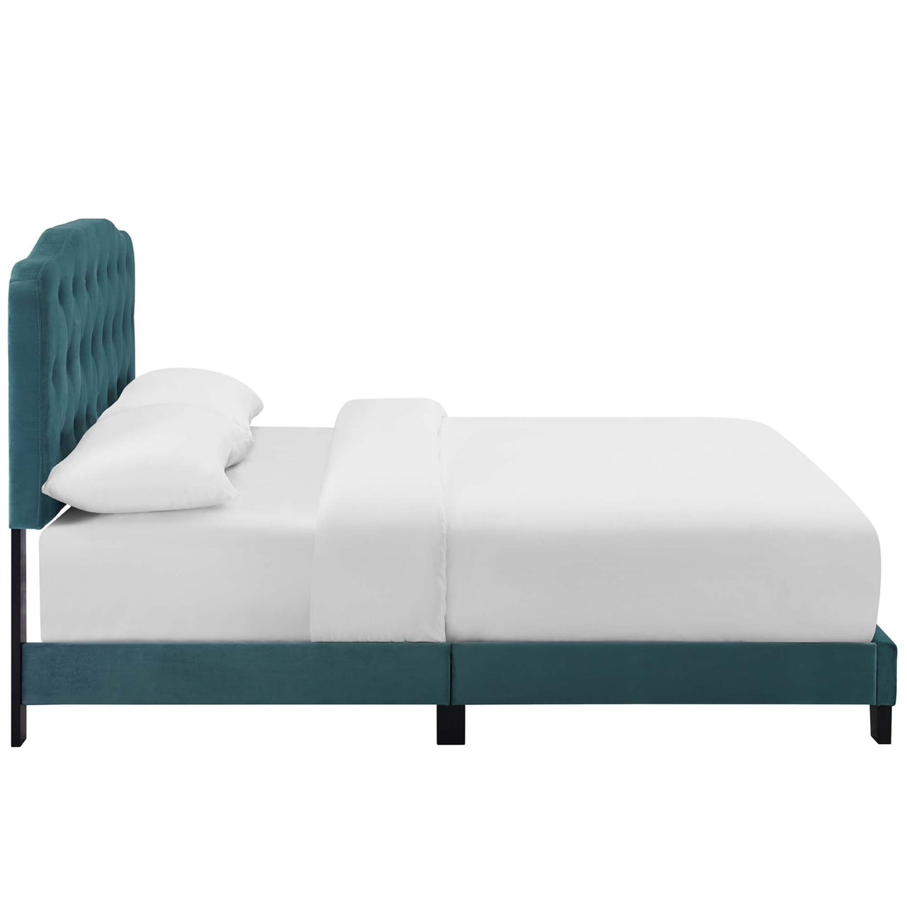Elira Velvet Queen Bed, Caspian Blue