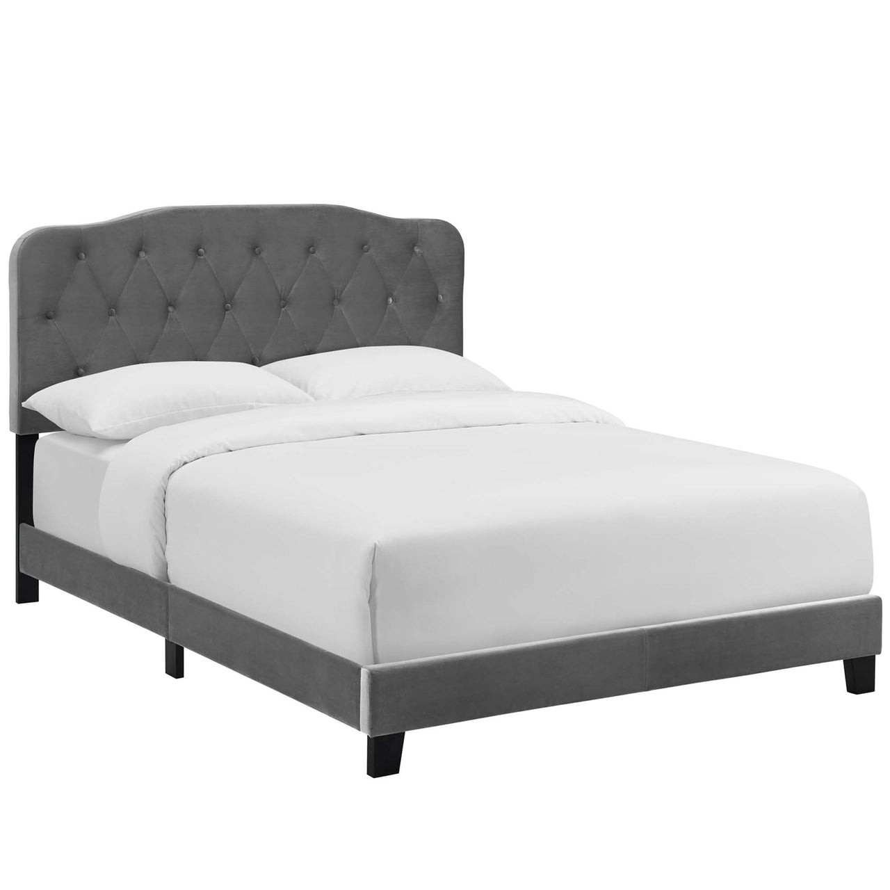 Elira Velvet King Bed, Gray