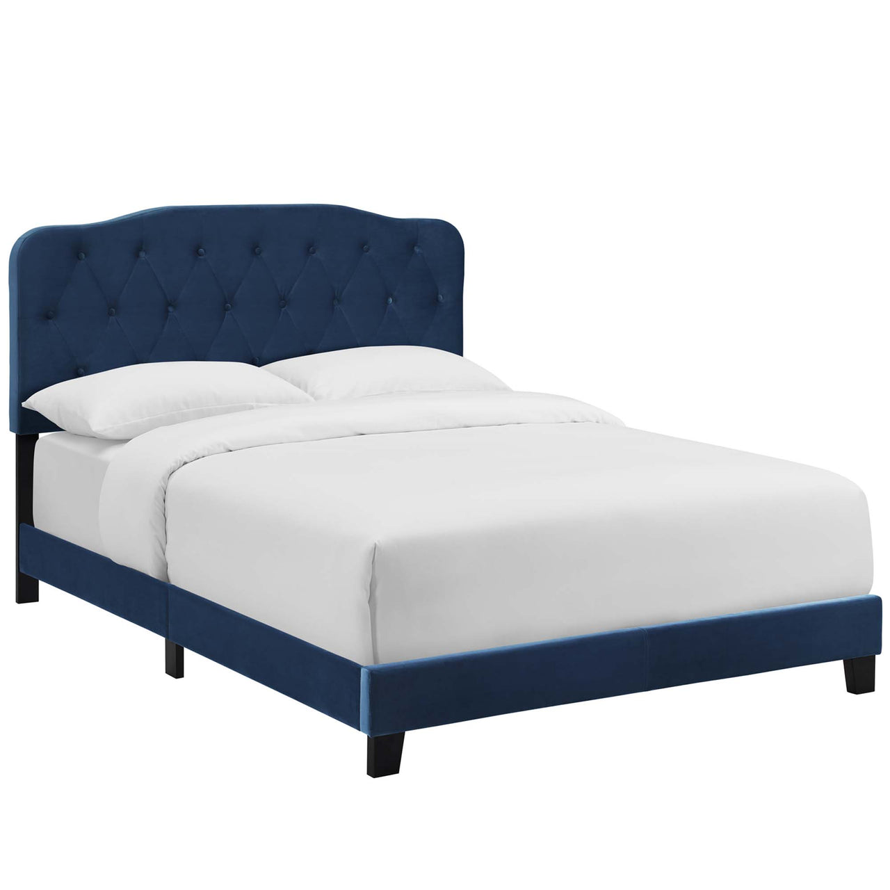 Elira Velvet King Bed, Navy