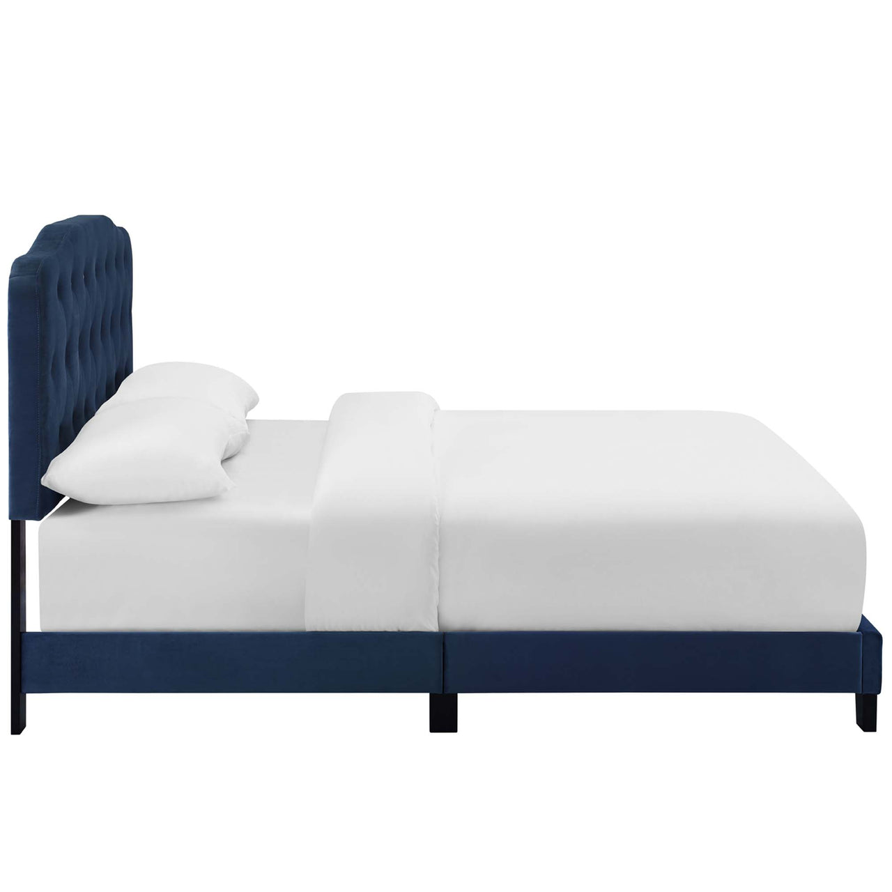 Elira Velvet King Bed, Navy